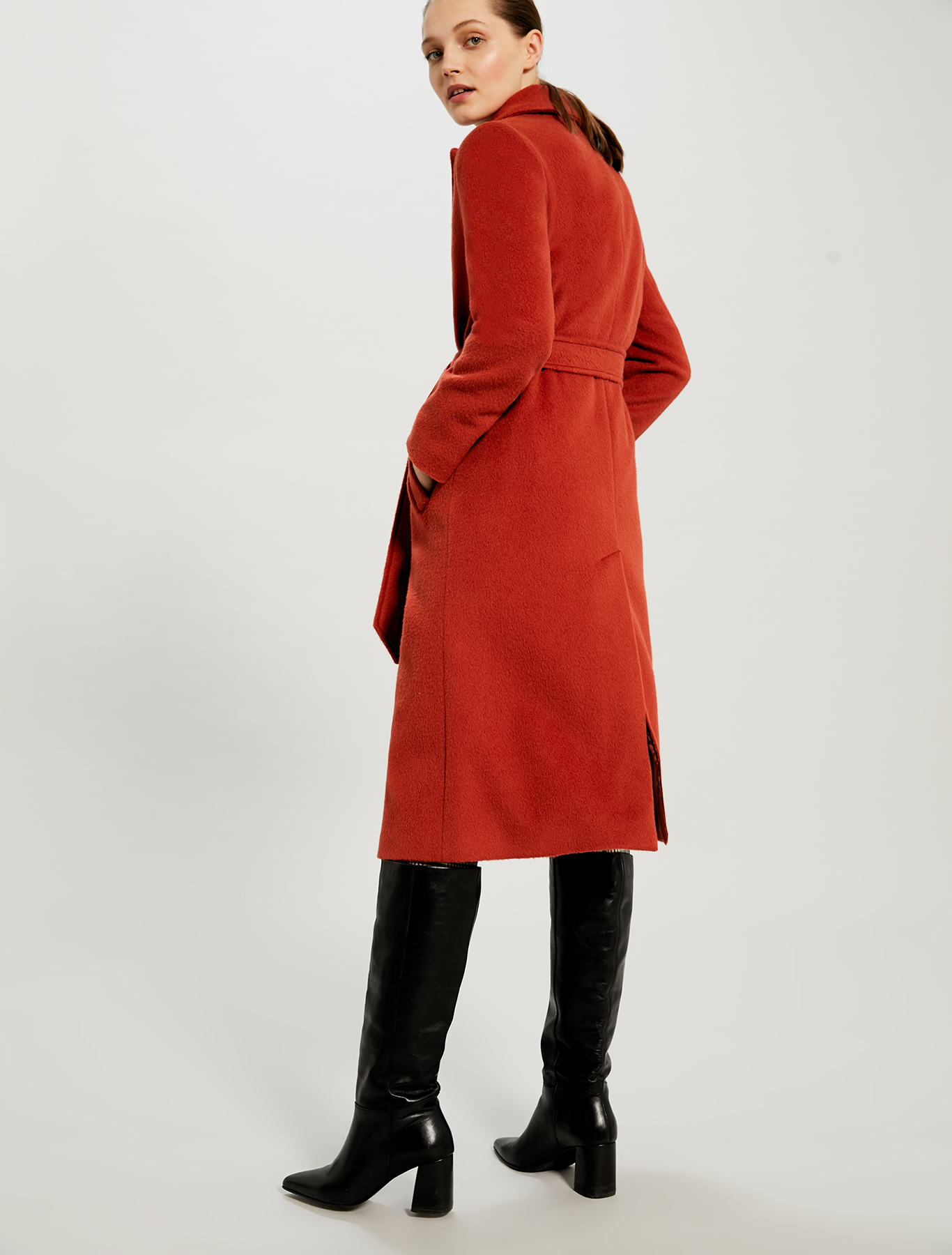 Mid-length beaver cloth coat, terracotta - Pennyblack Mid-length beaver cloth coat - terracotta - pennyblack