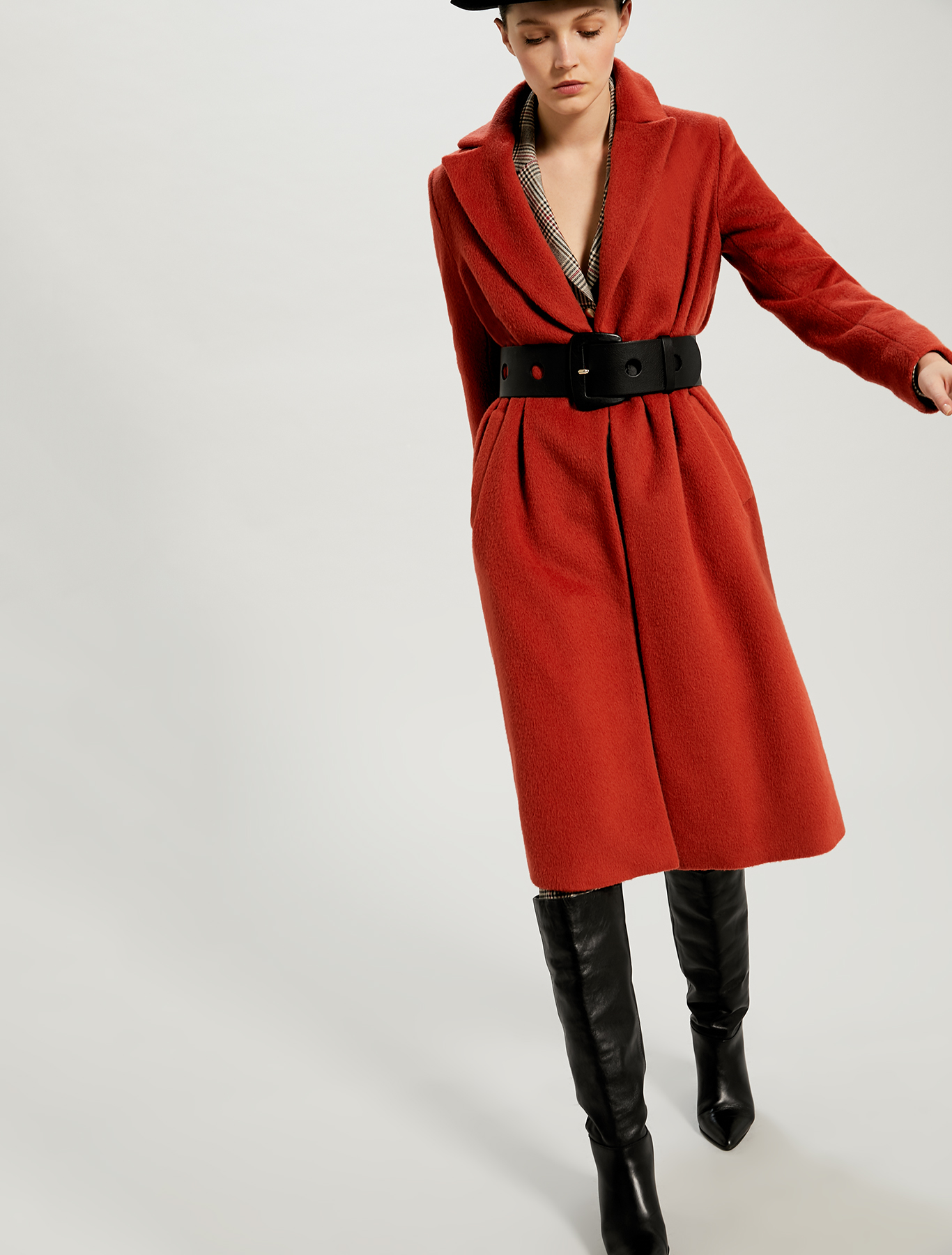 Mid-length beaver cloth coat, terracotta - Pennyblack Mid-length beaver cloth coat - terracotta - pennyblack