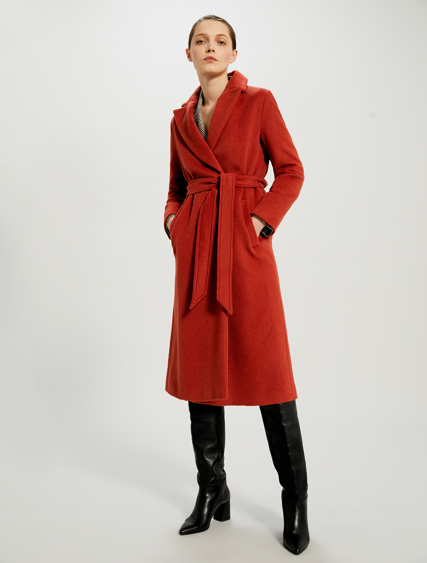 Mid-length beaver cloth coat, terracotta - Pennyblack Mid-length beaver cloth coat - terracotta - pennyblack
