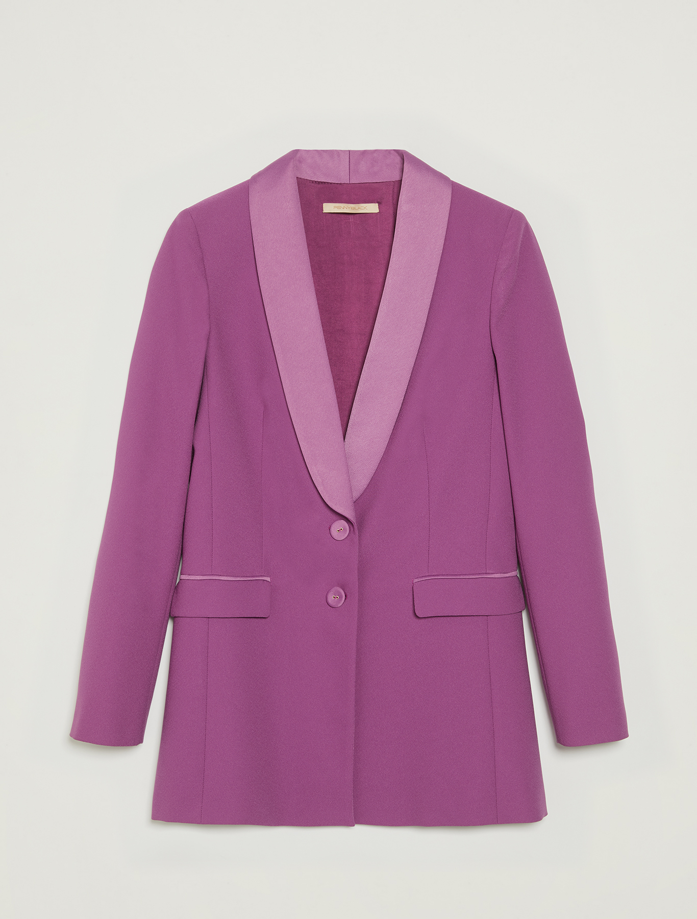 Blazer tuxedo con revers in raso, viola - Pennyblack Blazer tuxedo con revers in raso - viola - pennyblack