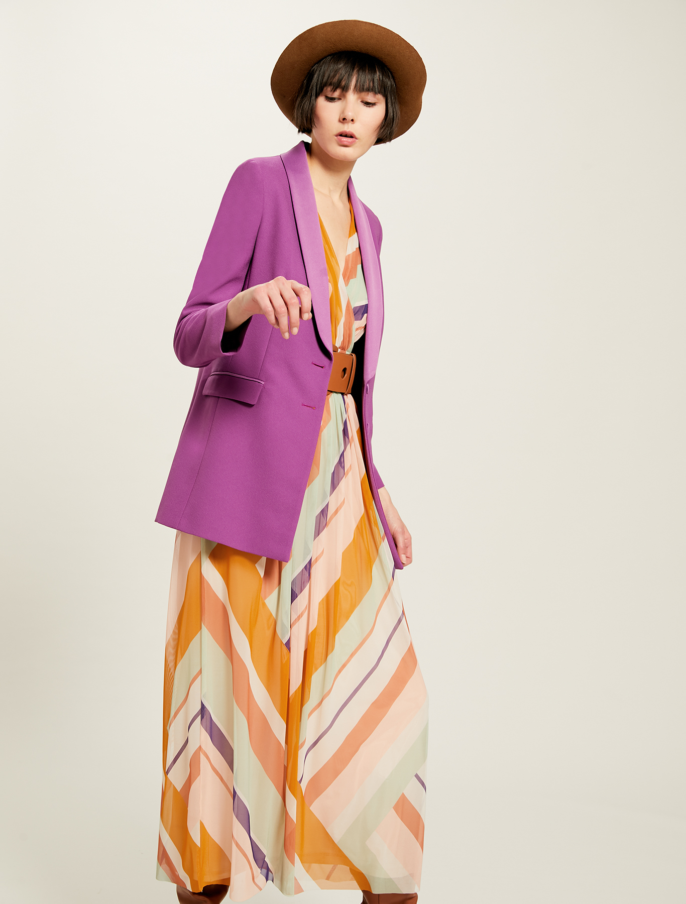 Blazer tuxedo con revers in raso, viola - Pennyblack Blazer tuxedo con revers in raso - viola - pennyblack