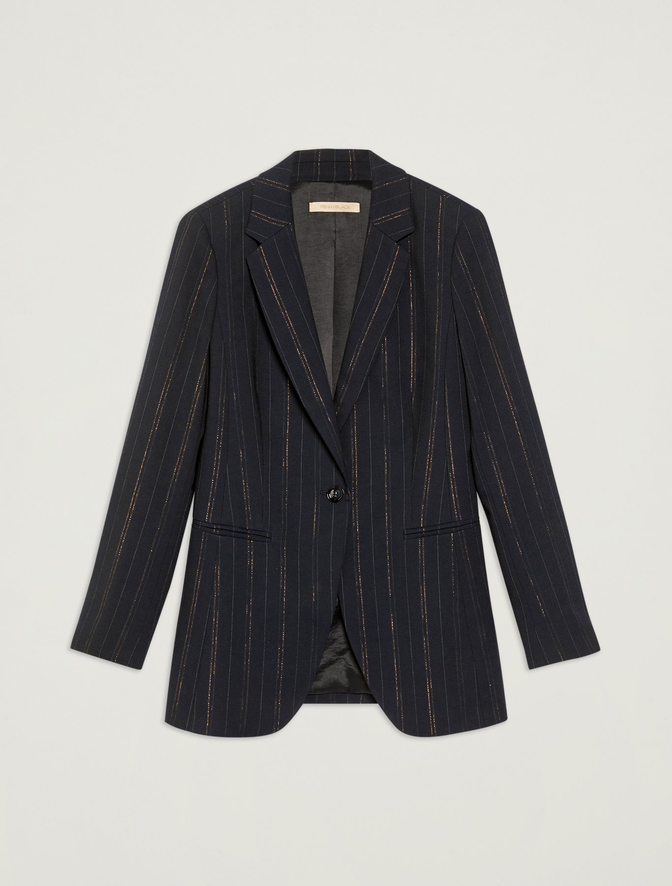 Lamé pinstripe blazer, navy blue pattern - Pennyblack Lamé pinstripe blazer - navy blue pattern - pennyblack