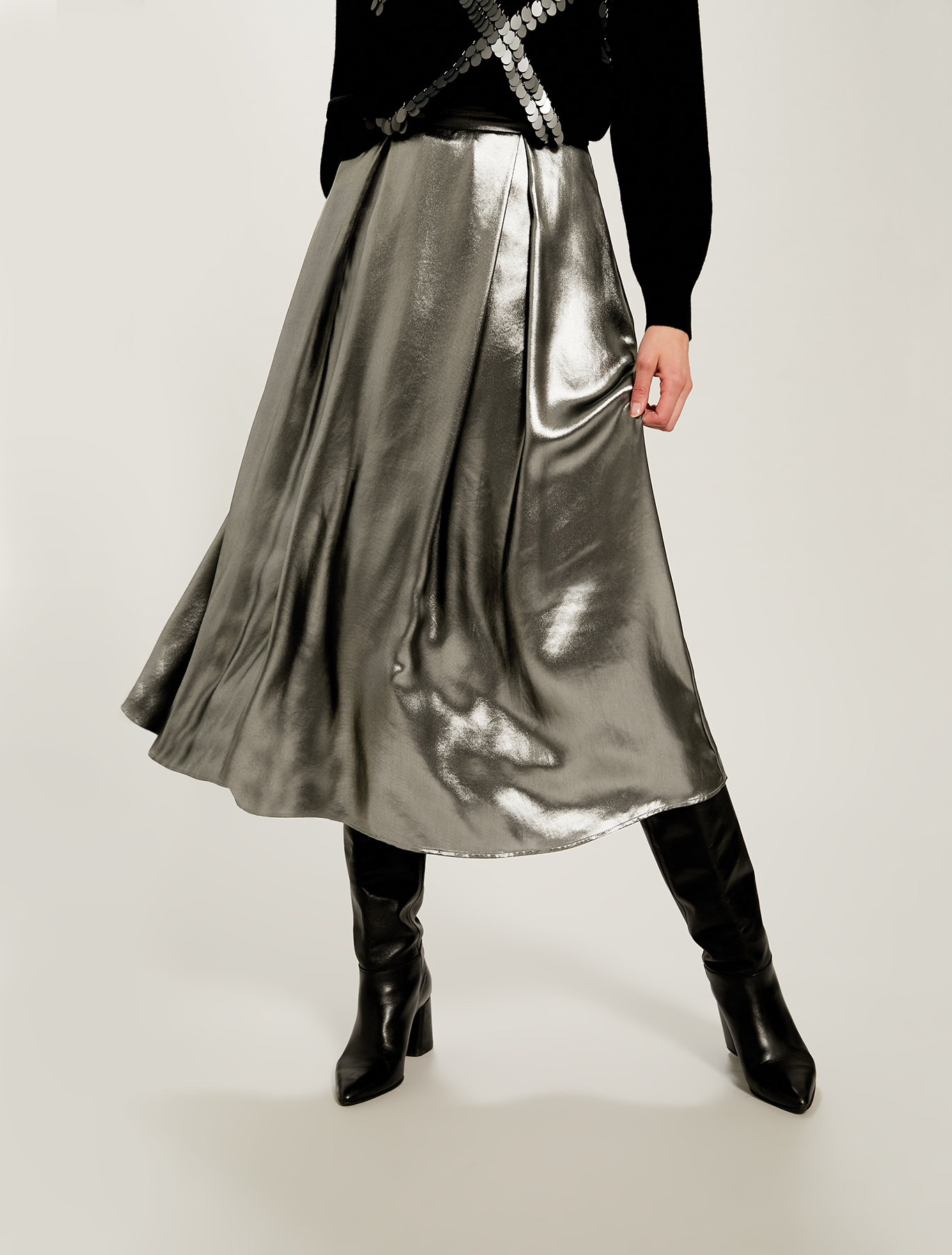 Laminated georgette skirt, silver - Pennyblack Laminated georgette skirt - silver - pennyblack