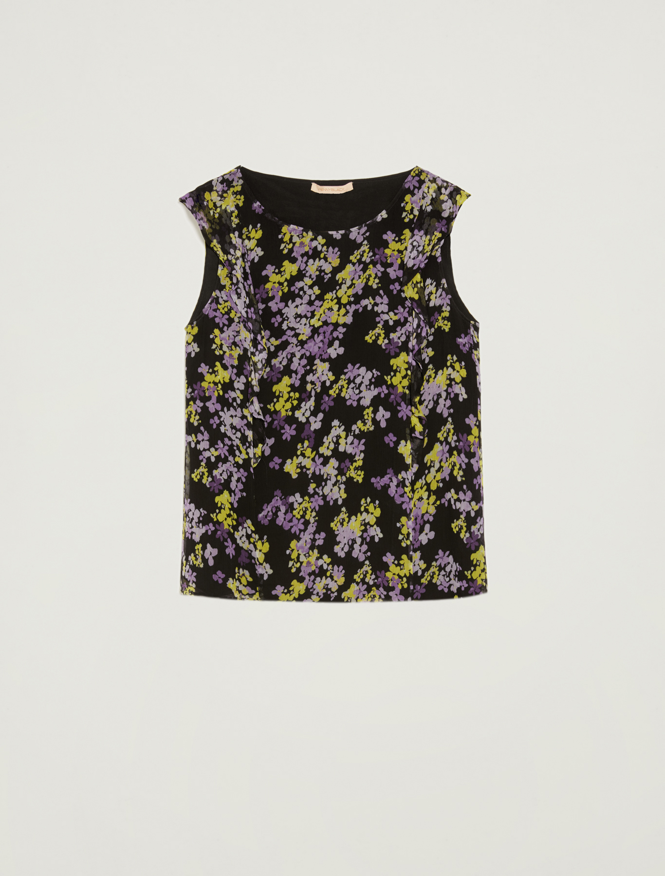 Floral-print flounce top, black pattern - Pennyblack Floral-print flounce top - black pattern - pennyblack