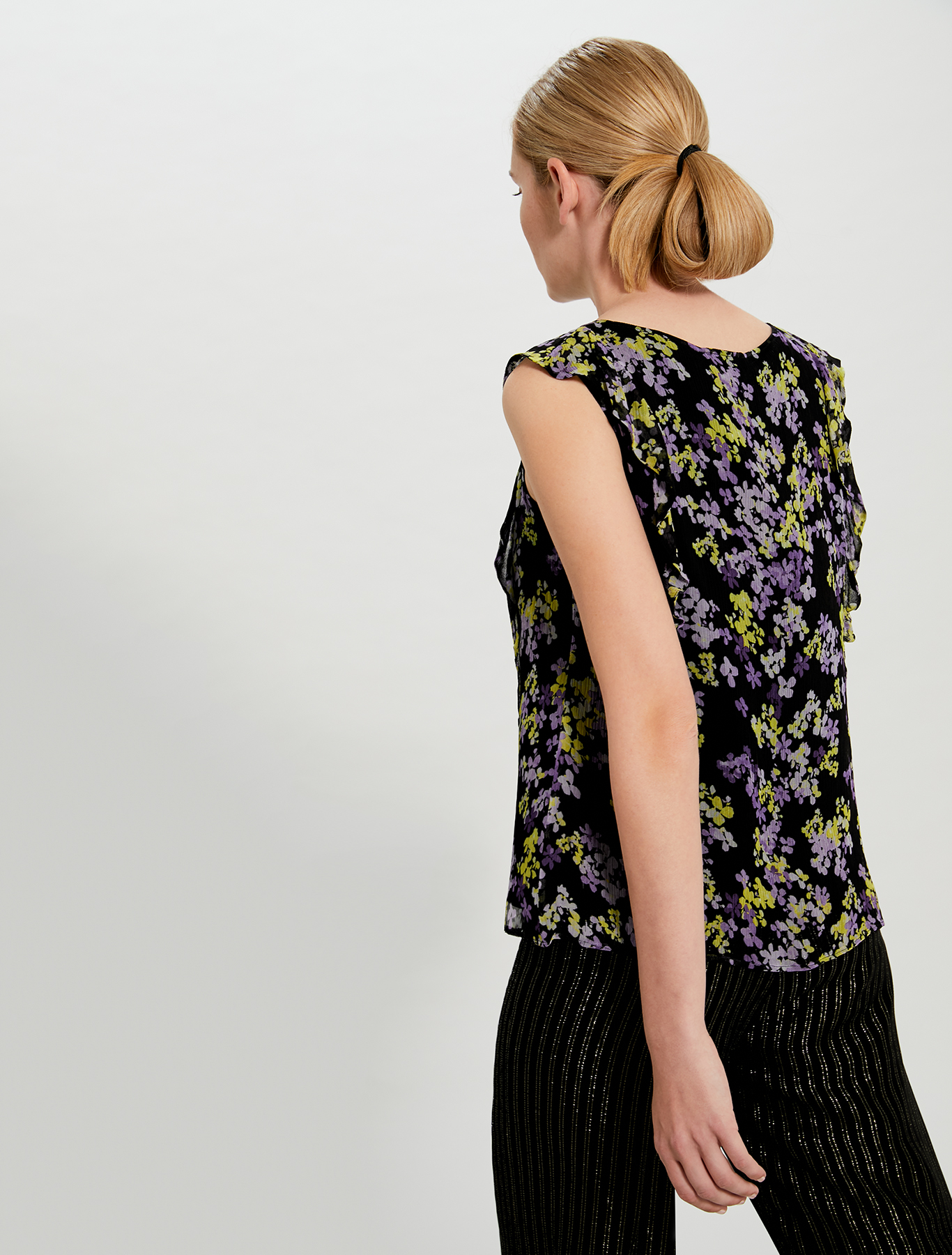 Floral-print flounce top, black pattern - Pennyblack Floral-print flounce top - black pattern - pennyblack