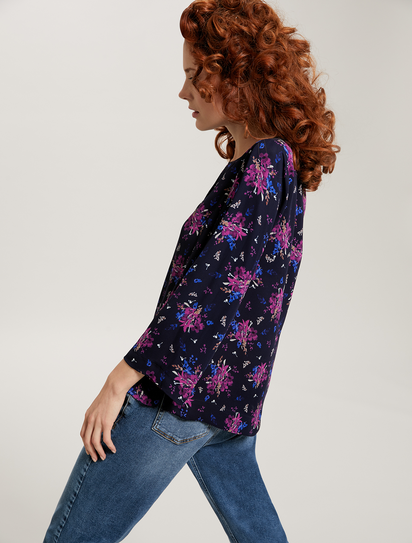 Floral georgette blouse, navy blue pattern - Pennyblack Floral georgette blouse - navy blue pattern - pennyblack