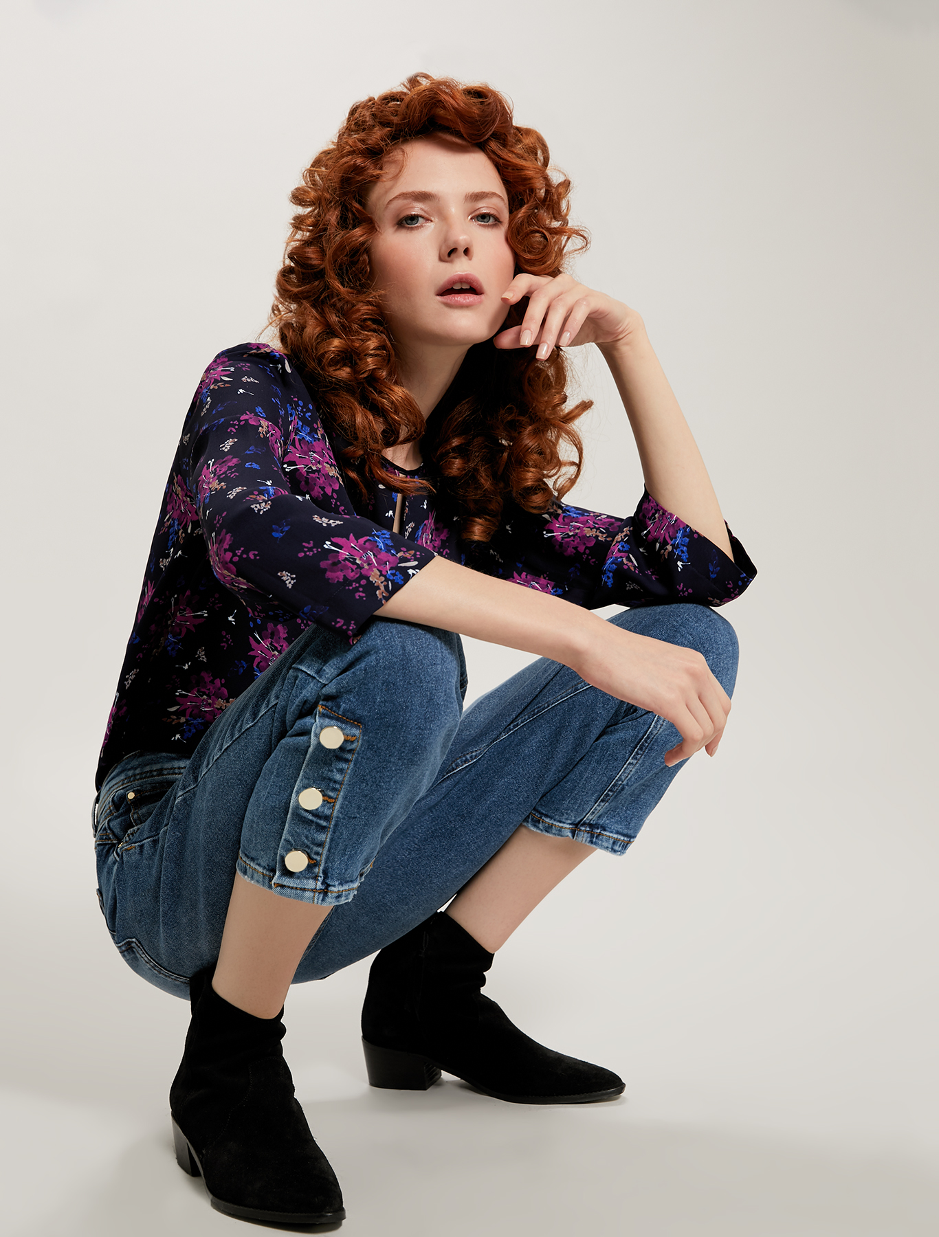 Floral georgette blouse, navy blue pattern - Pennyblack Floral georgette blouse - navy blue pattern - pennyblack