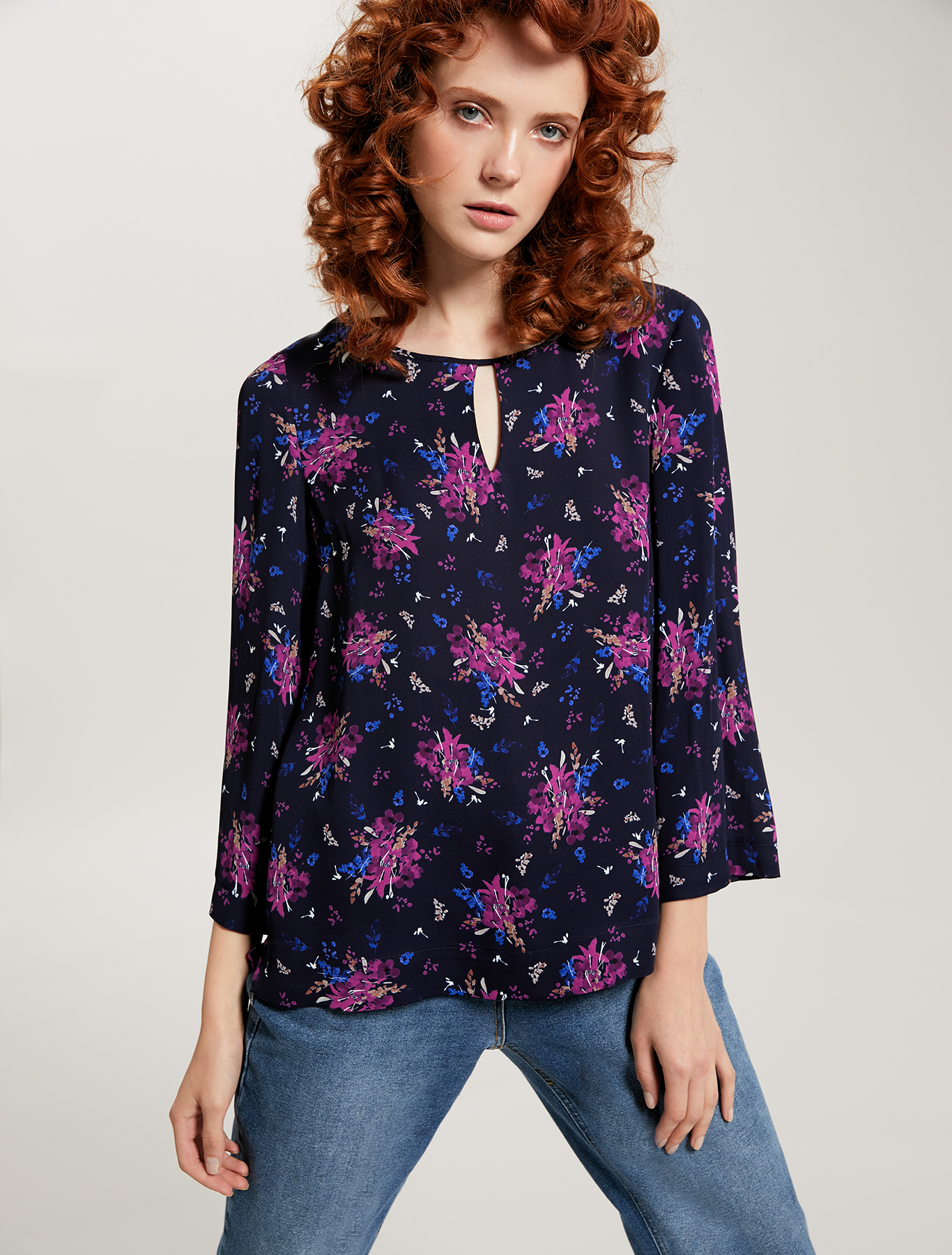 Floral georgette blouse, navy blue pattern - Pennyblack Floral georgette blouse - navy blue pattern - pennyblack