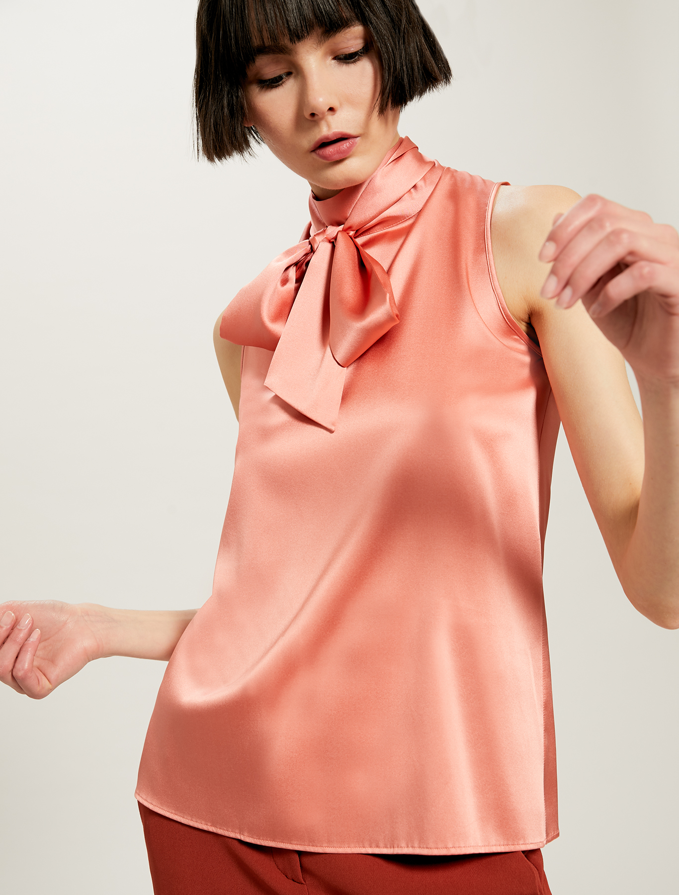 Silk top with neck bow, old rose - Pennyblack Silk top with neck bow - old rose - pennyblack