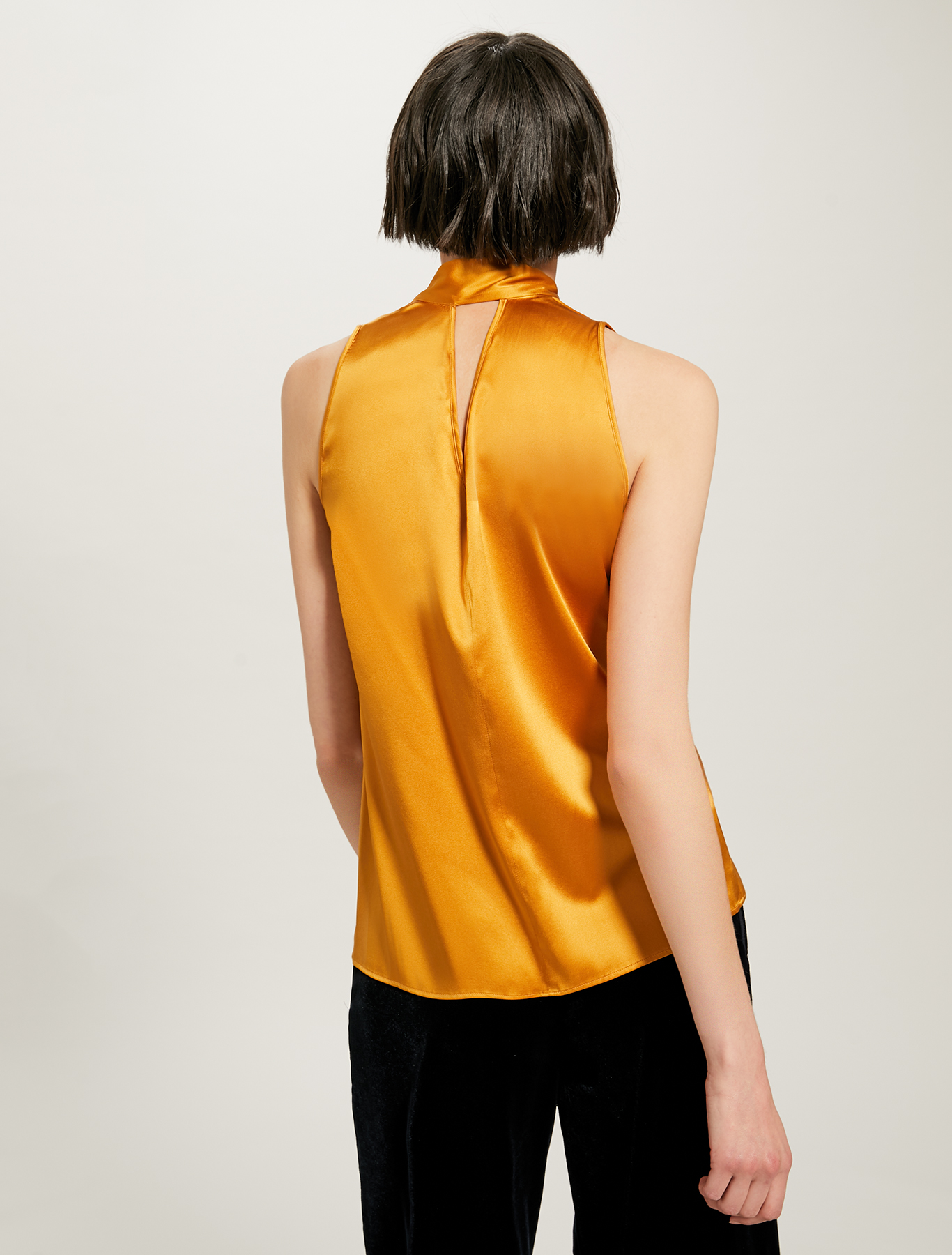Silk top with neck bow, mustard - Pennyblack Silk top with neck bow - mustard - pennyblack
