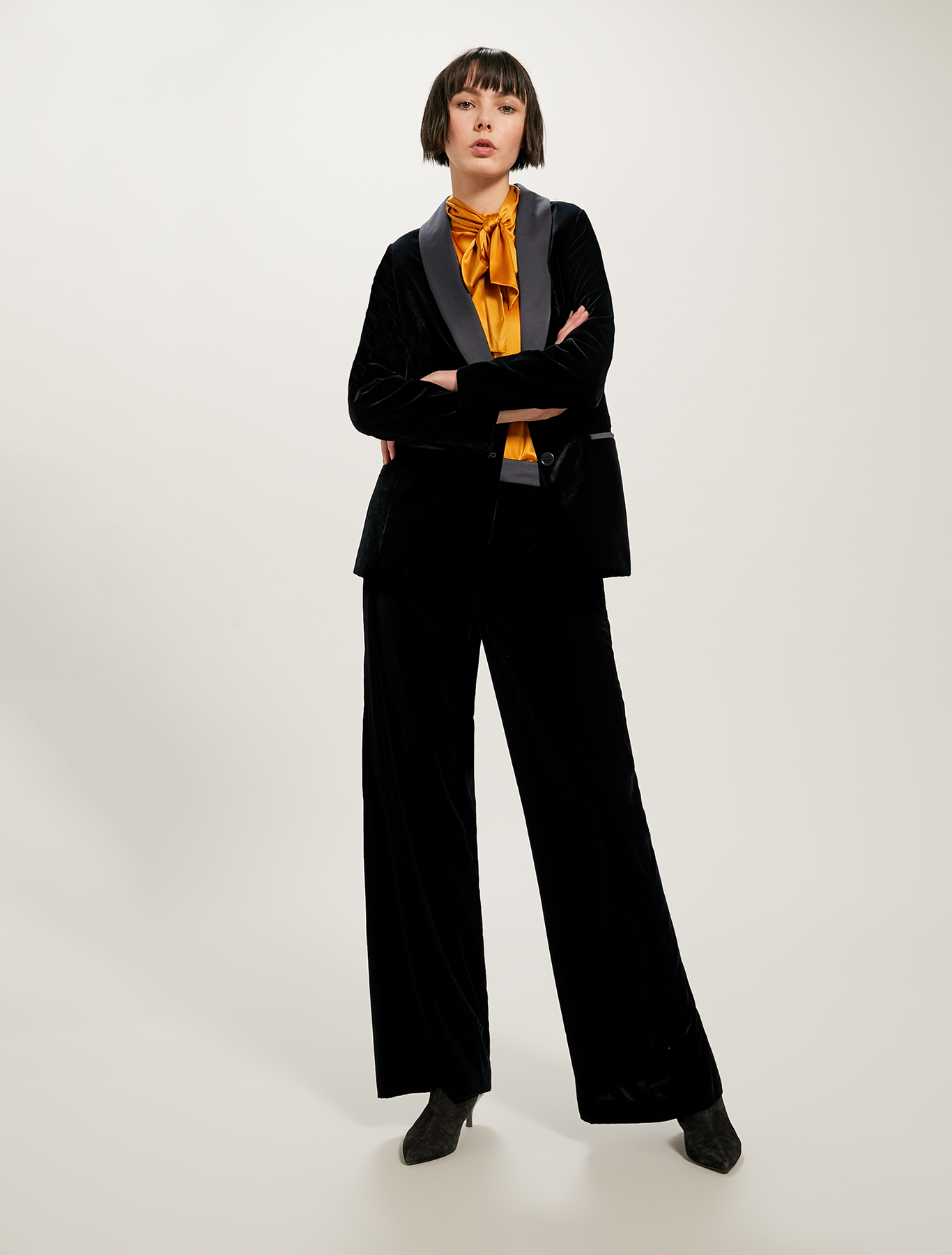 Silk top with neck bow, mustard - Pennyblack Silk top with neck bow - mustard - pennyblack