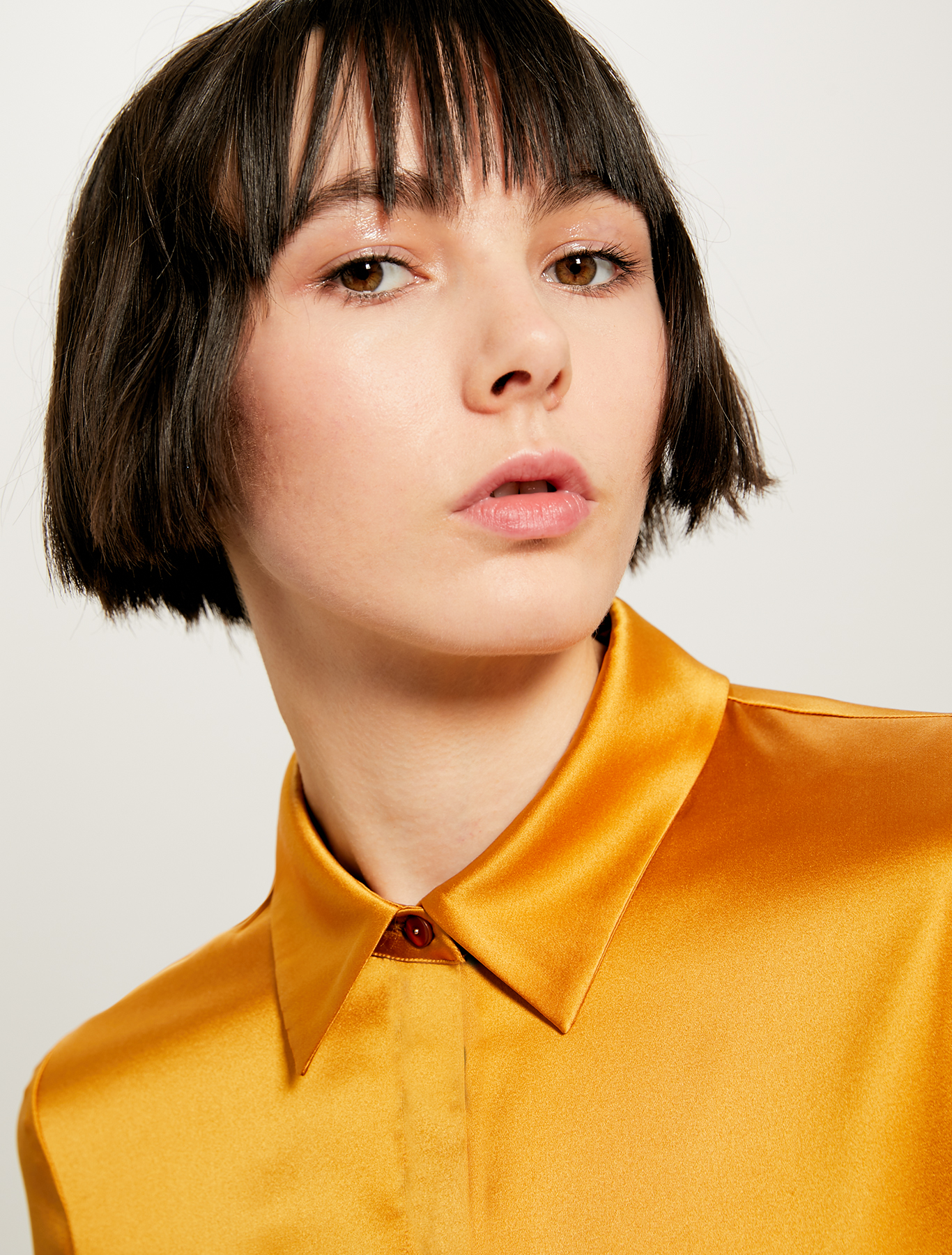 Silk satin shirt, mustard - Pennyblack Silk satin shirt - mustard - pennyblack