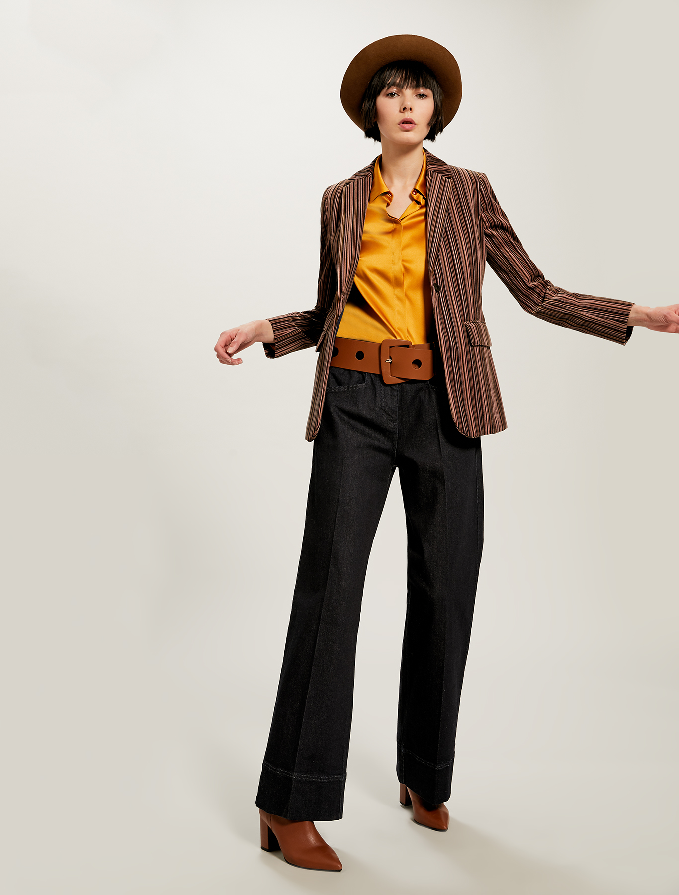 Silk satin shirt, mustard - Pennyblack Silk satin shirt - mustard - pennyblack