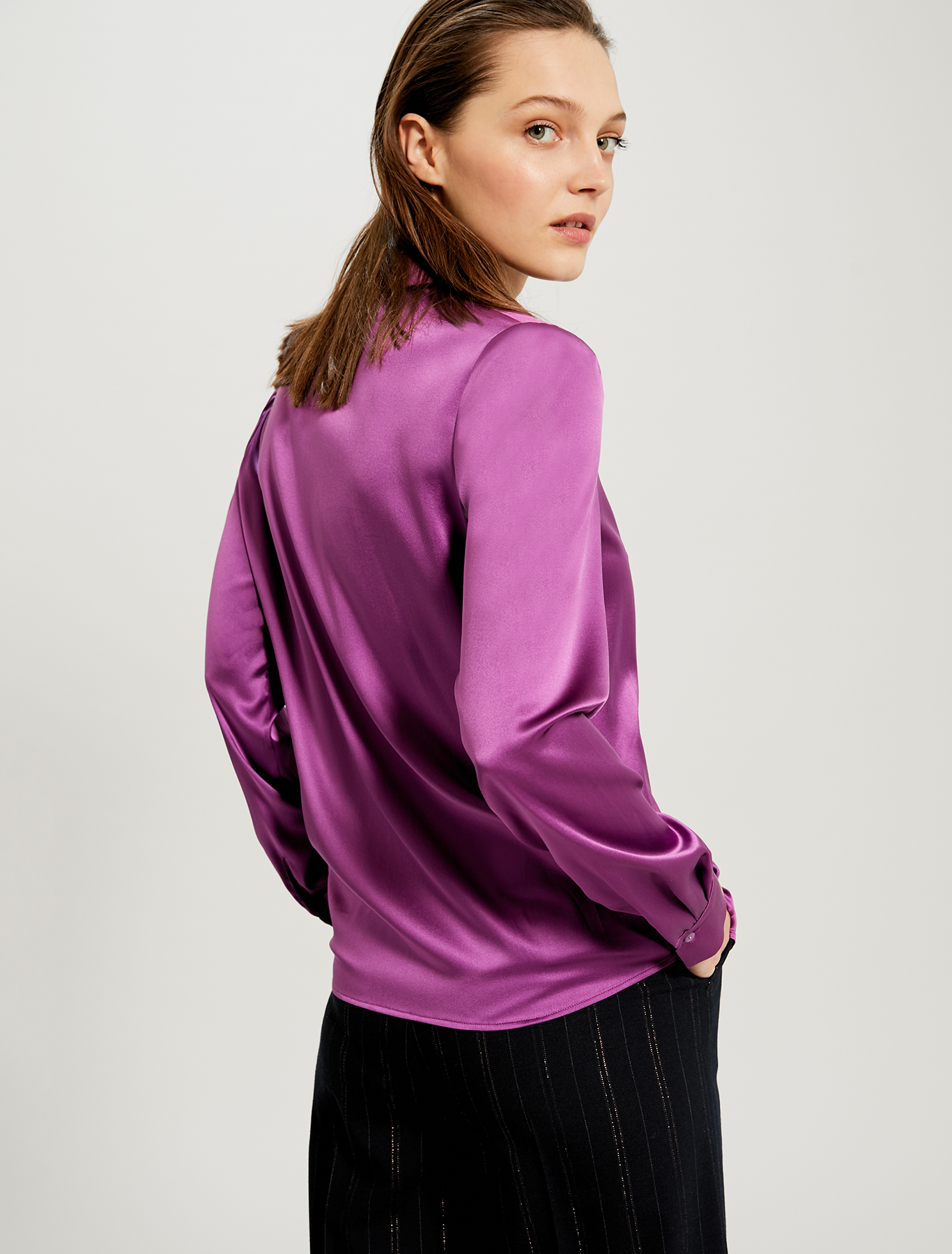 Silk satin shirt, purple - Pennyblack Silk satin shirt - purple - pennyblack