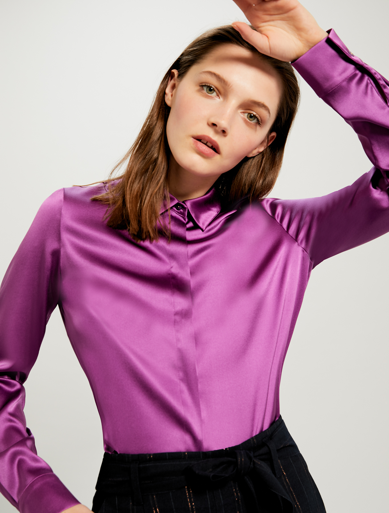 Silk satin shirt, purple - Pennyblack Silk satin shirt - purple - pennyblack