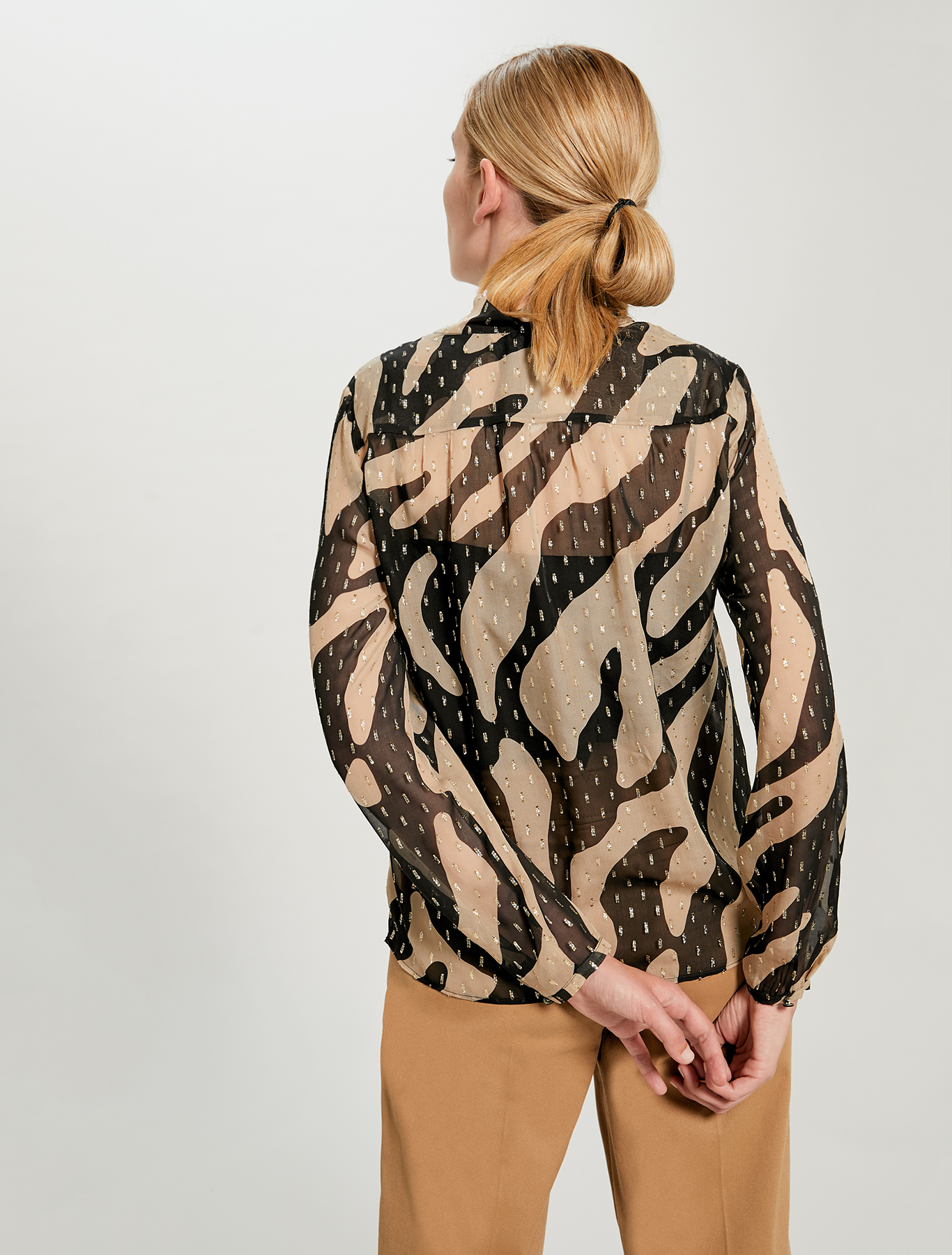 Lamé silk blouse, camel pattern - Pennyblack Lamé silk blouse - camel pattern - pennyblack