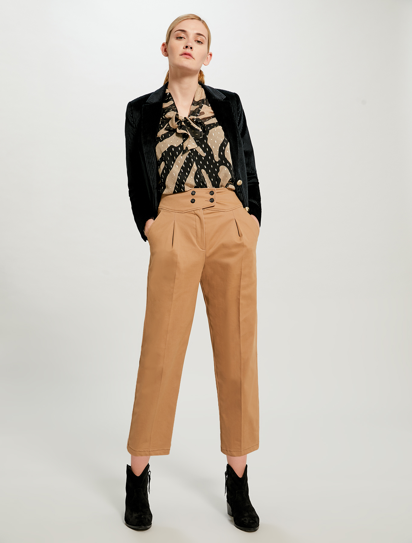 Lamé silk blouse, camel pattern - Pennyblack Lamé silk blouse - camel pattern - pennyblack