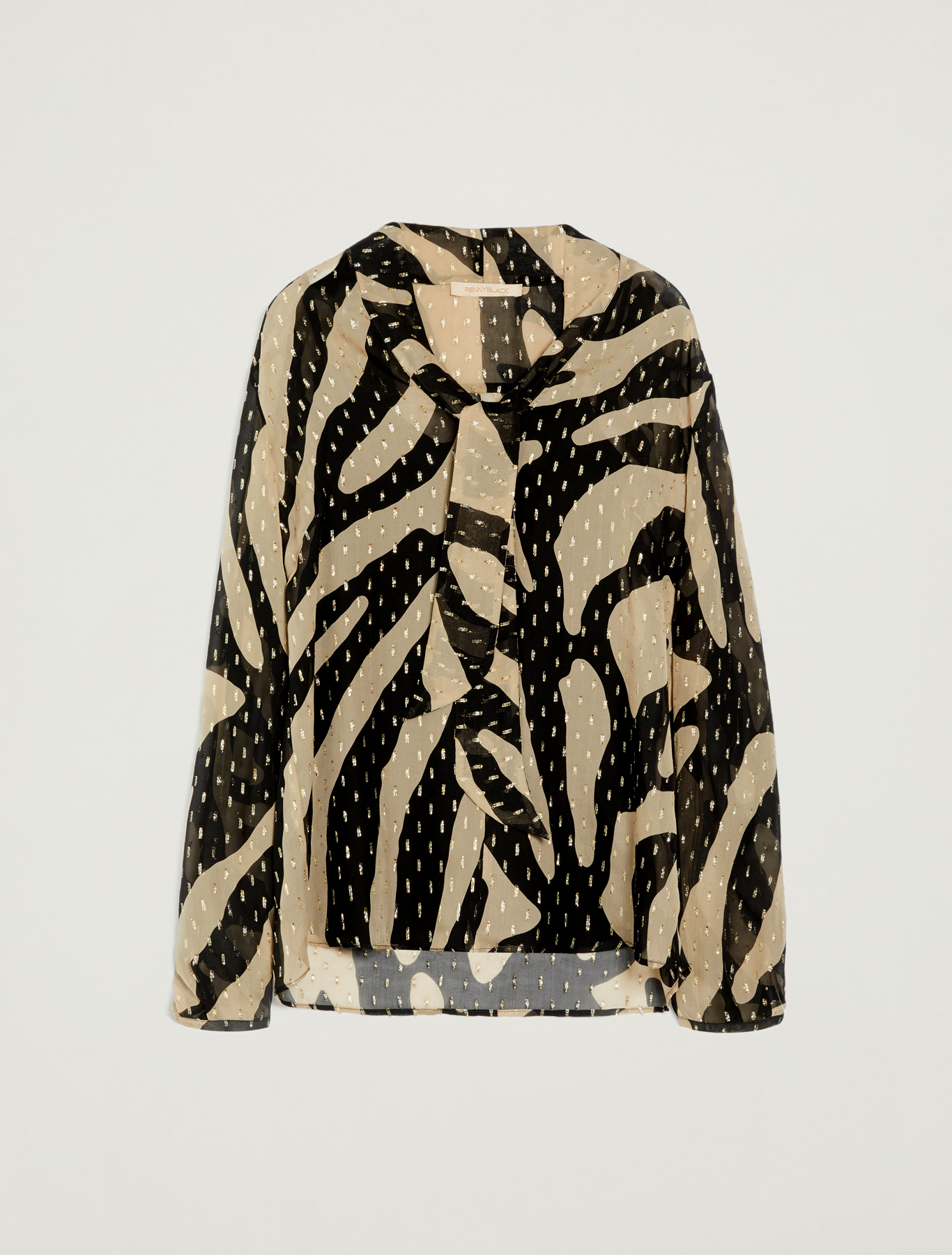 Lamé silk blouse, camel pattern - Pennyblack Lamé silk blouse - camel pattern - pennyblack