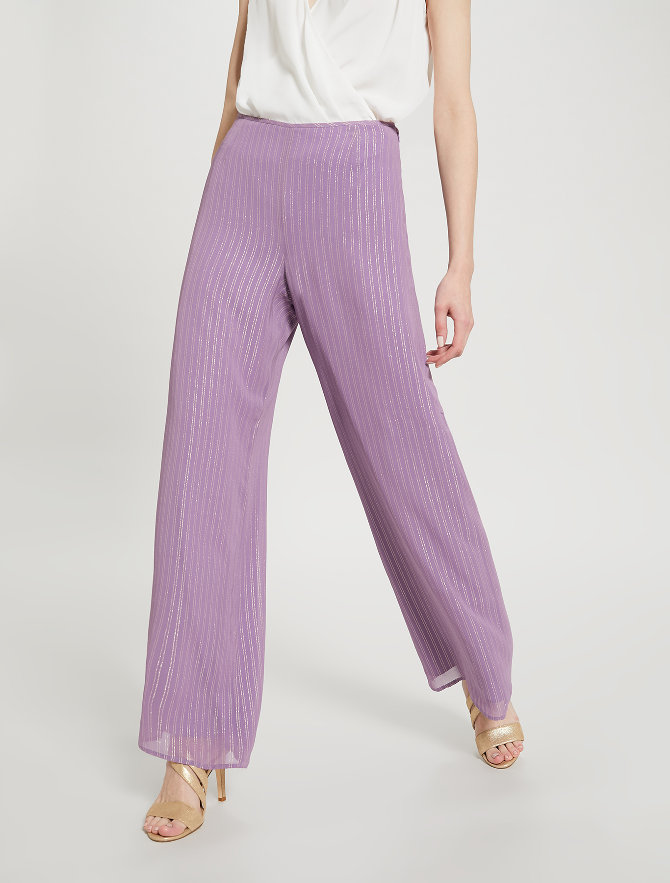Palazzo pants gessato lamé, fantasia lilla - Pennyblack Palazzo pants gessato lamé - fantasia lilla - pennyblack