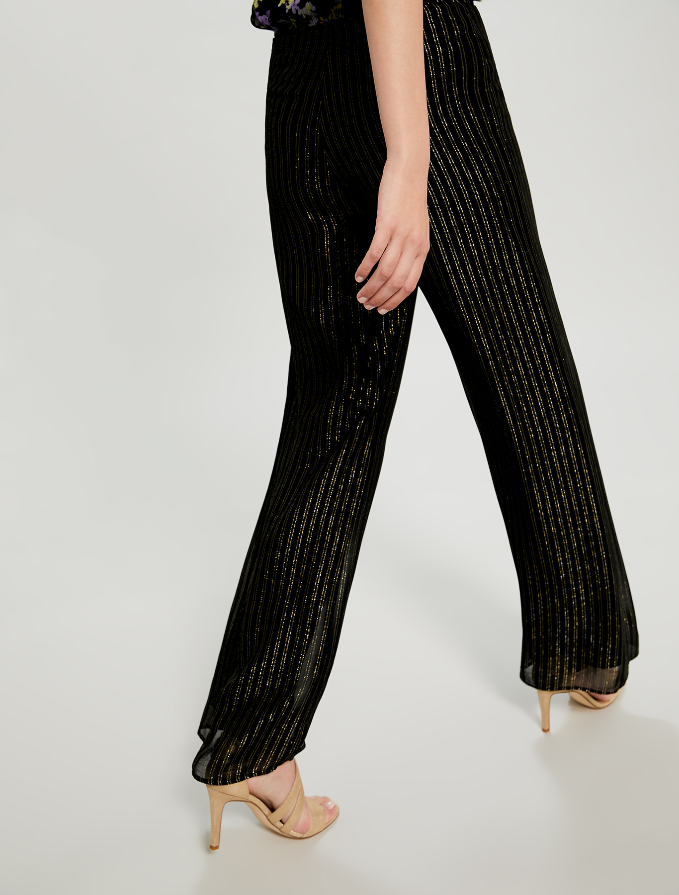 Lamé chalk-stripe palazzo pants, black pattern - Pennyblack Lamé chalk-stripe palazzo pants - black pattern - pennyblack