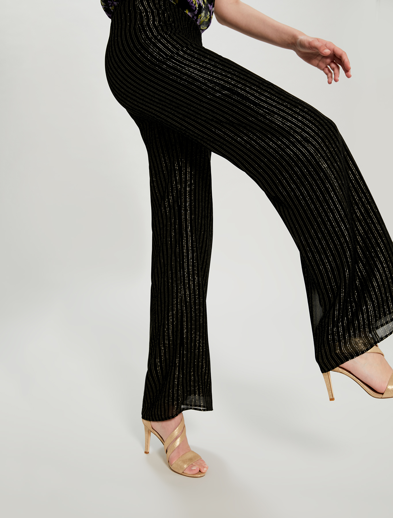 Lamé chalk-stripe palazzo pants, black pattern - Pennyblack Lamé chalk-stripe palazzo pants - black pattern - pennyblack
