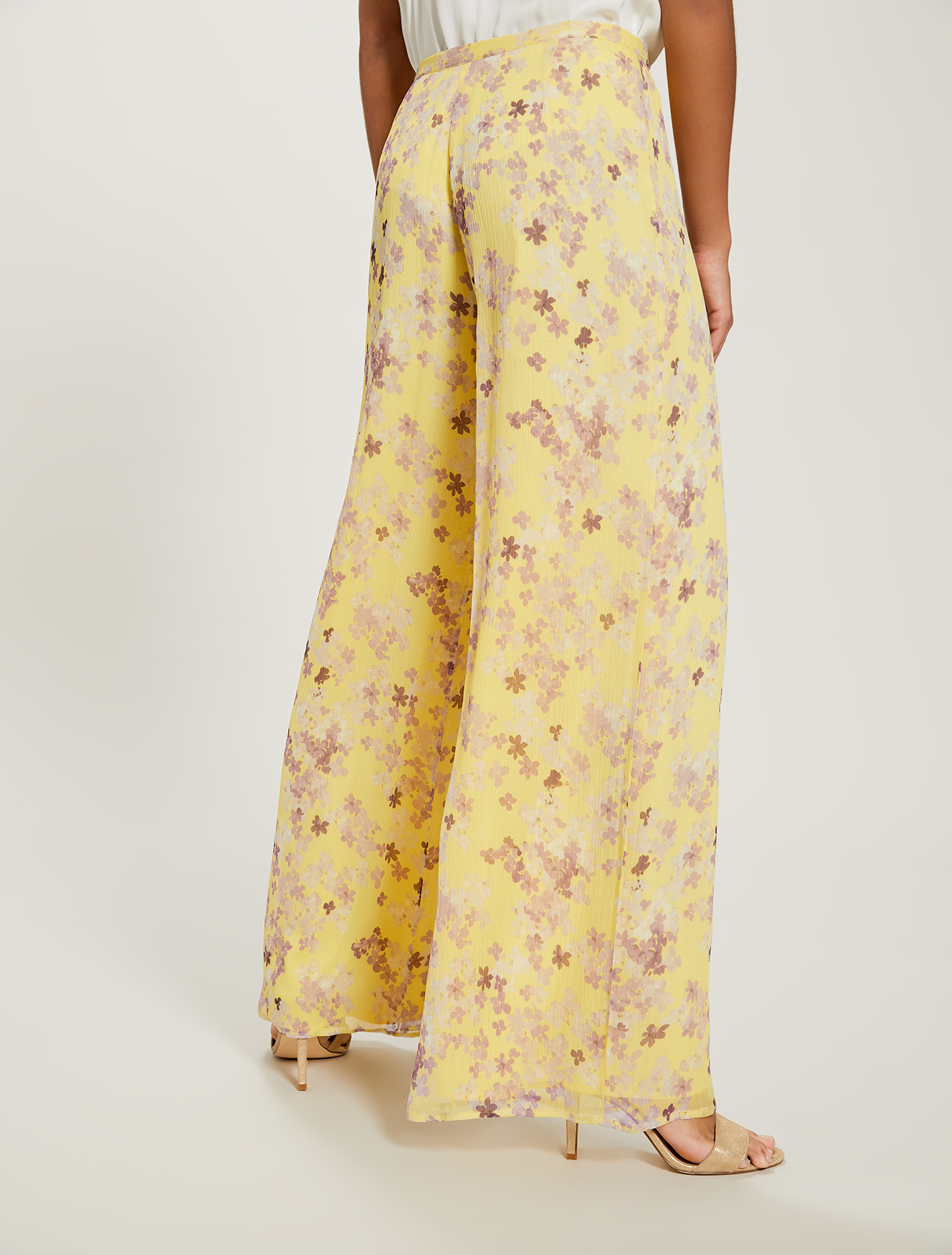 Pantaloni palazzo floreali, fantasia giallo tenue - Pennyblack Pantaloni palazzo floreali - fantasia giallo tenue - pennyblack