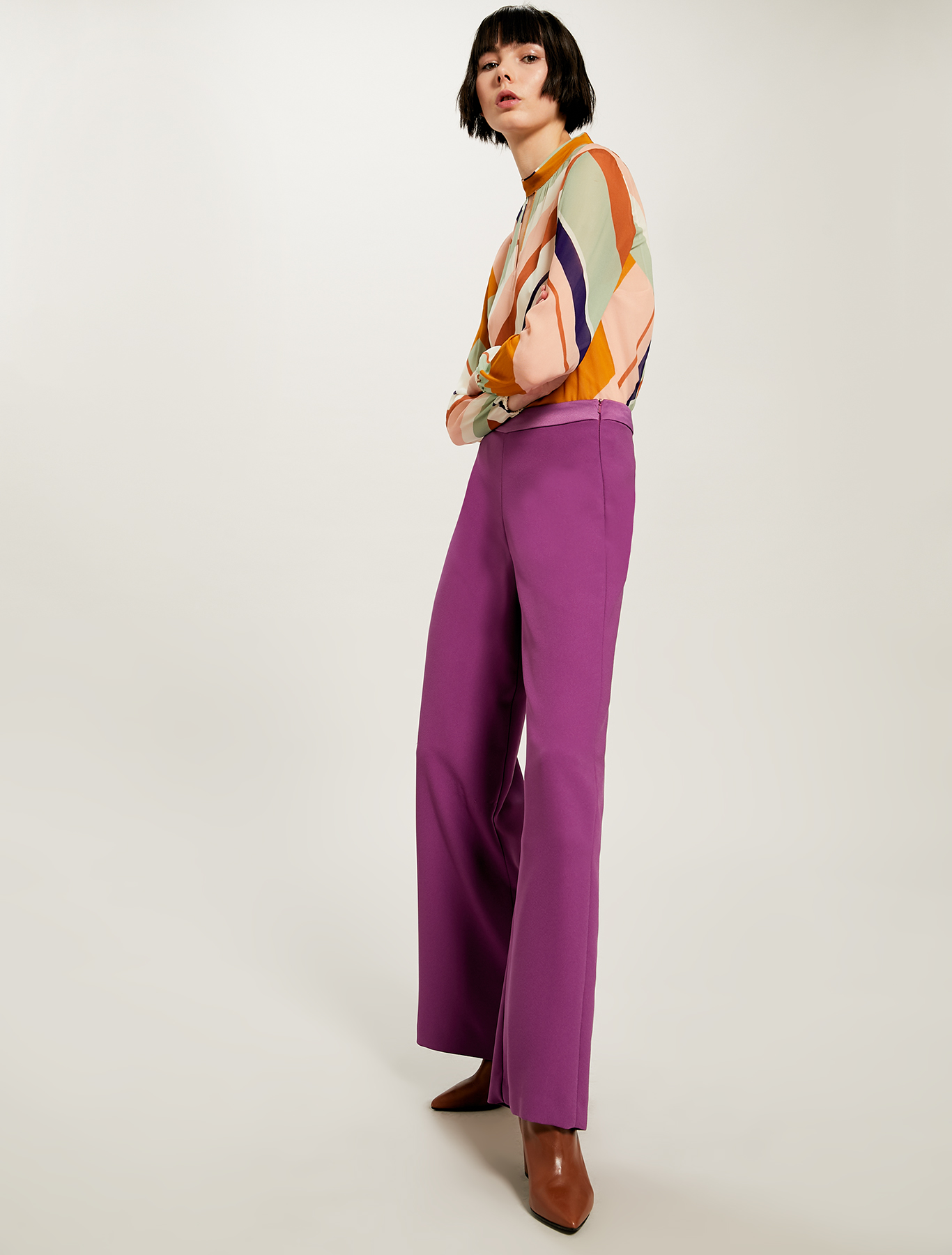 Wide envers satin trousers, purple - Pennyblack Wide envers satin trousers - purple - pennyblack