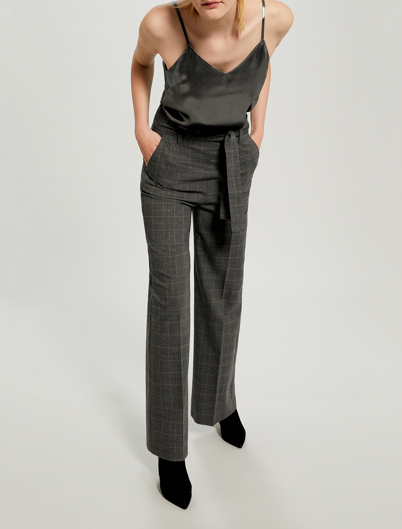 Pantaloni ampi a disegno lamé, fantasia grigio scuro - Pennyblack Pantaloni ampi a disegno lamé - fantasia grigio scuro - pennyblack