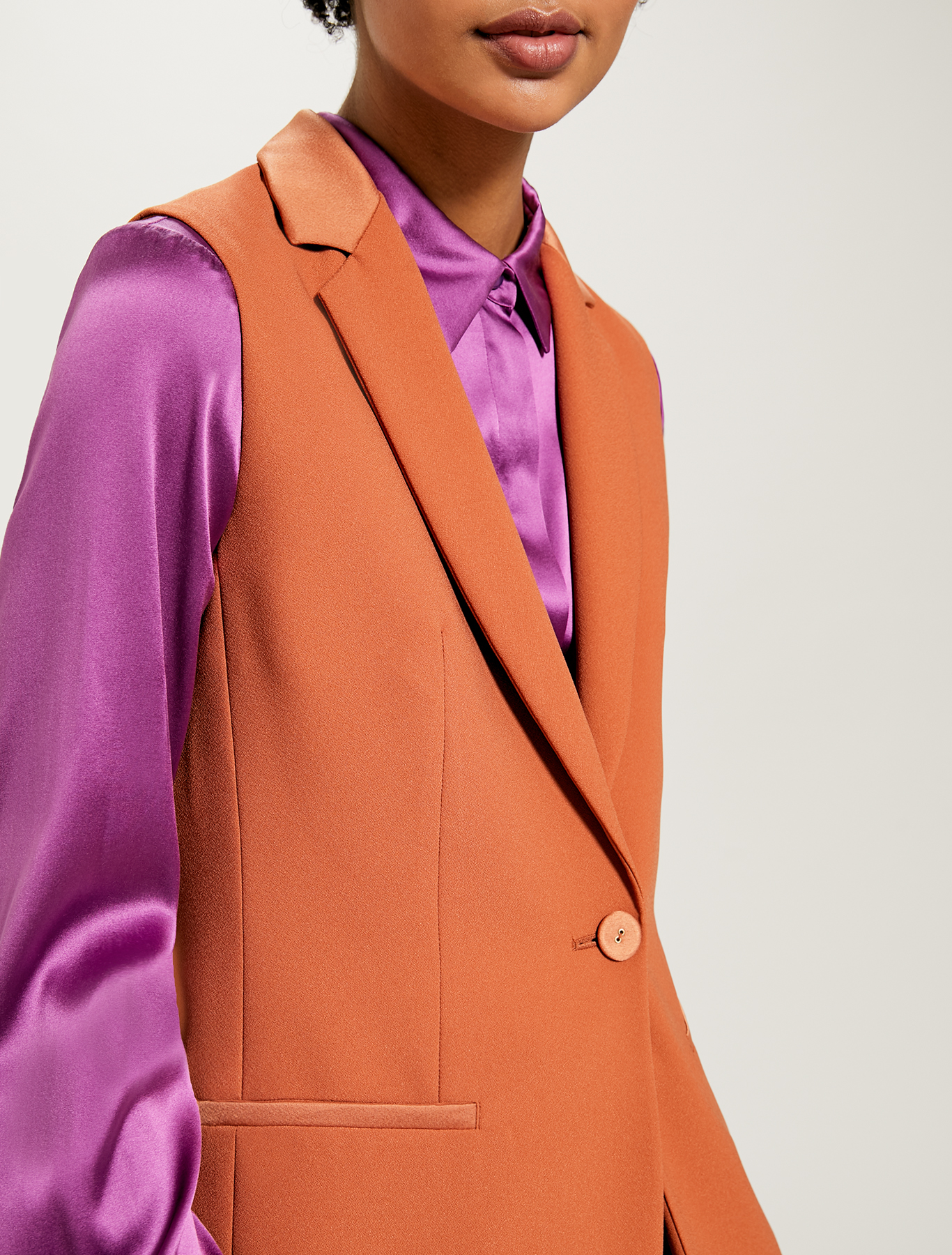Waistcoat blazer with satin details, hazelnut - Pennyblack Waistcoat blazer with satin details - hazelnut - pennyblack