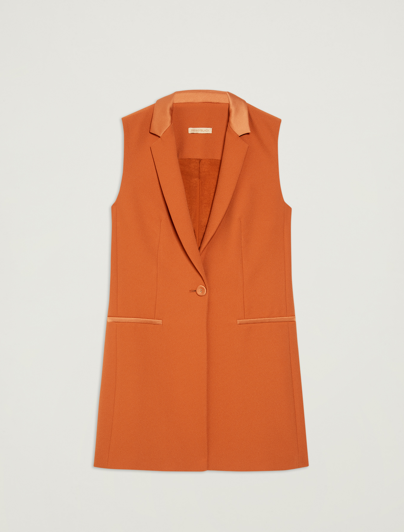 Waistcoat blazer with satin details, hazelnut - Pennyblack Waistcoat blazer with satin details - hazelnut - pennyblack