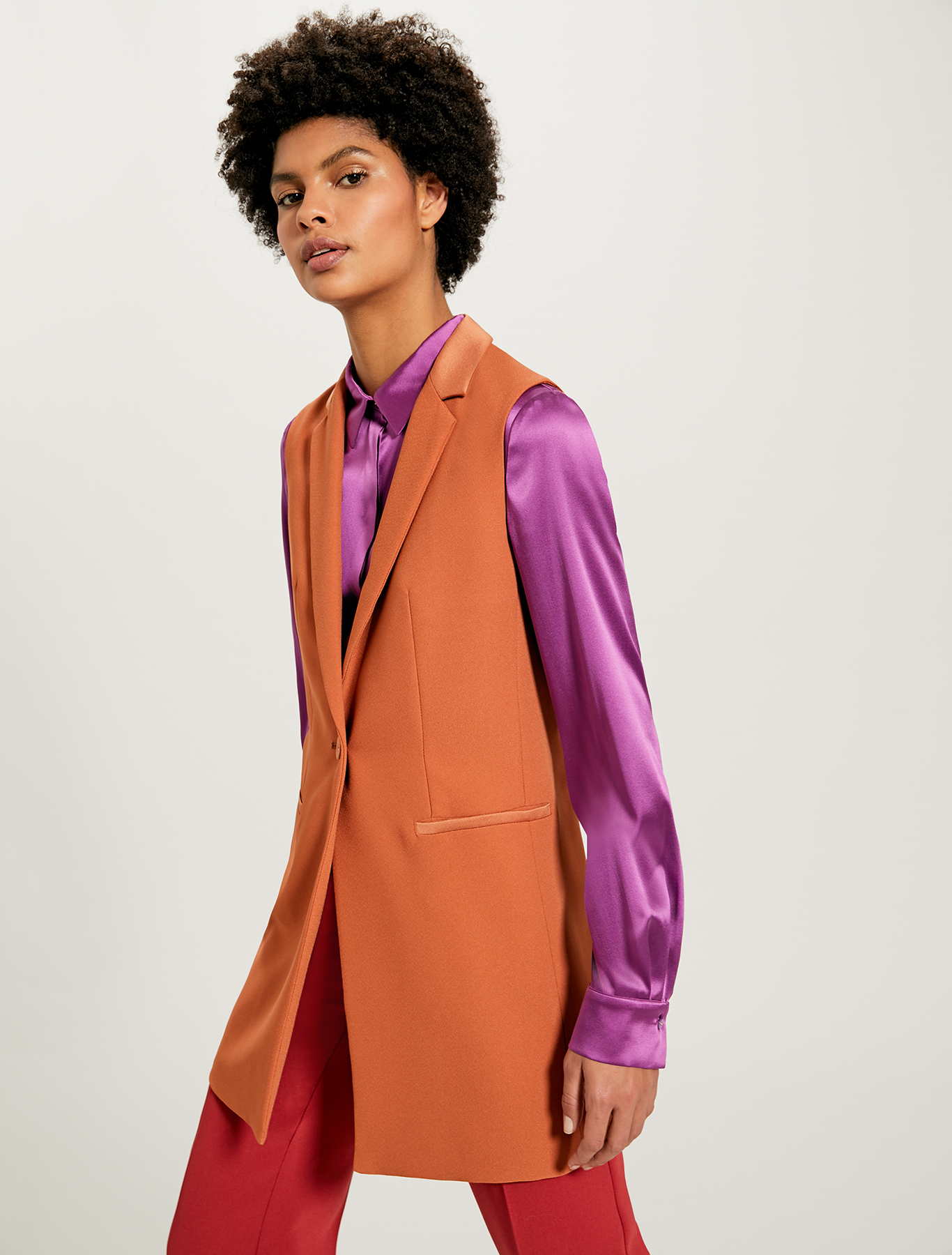 Waistcoat blazer with satin details, hazelnut - Pennyblack Waistcoat blazer with satin details - hazelnut - pennyblack