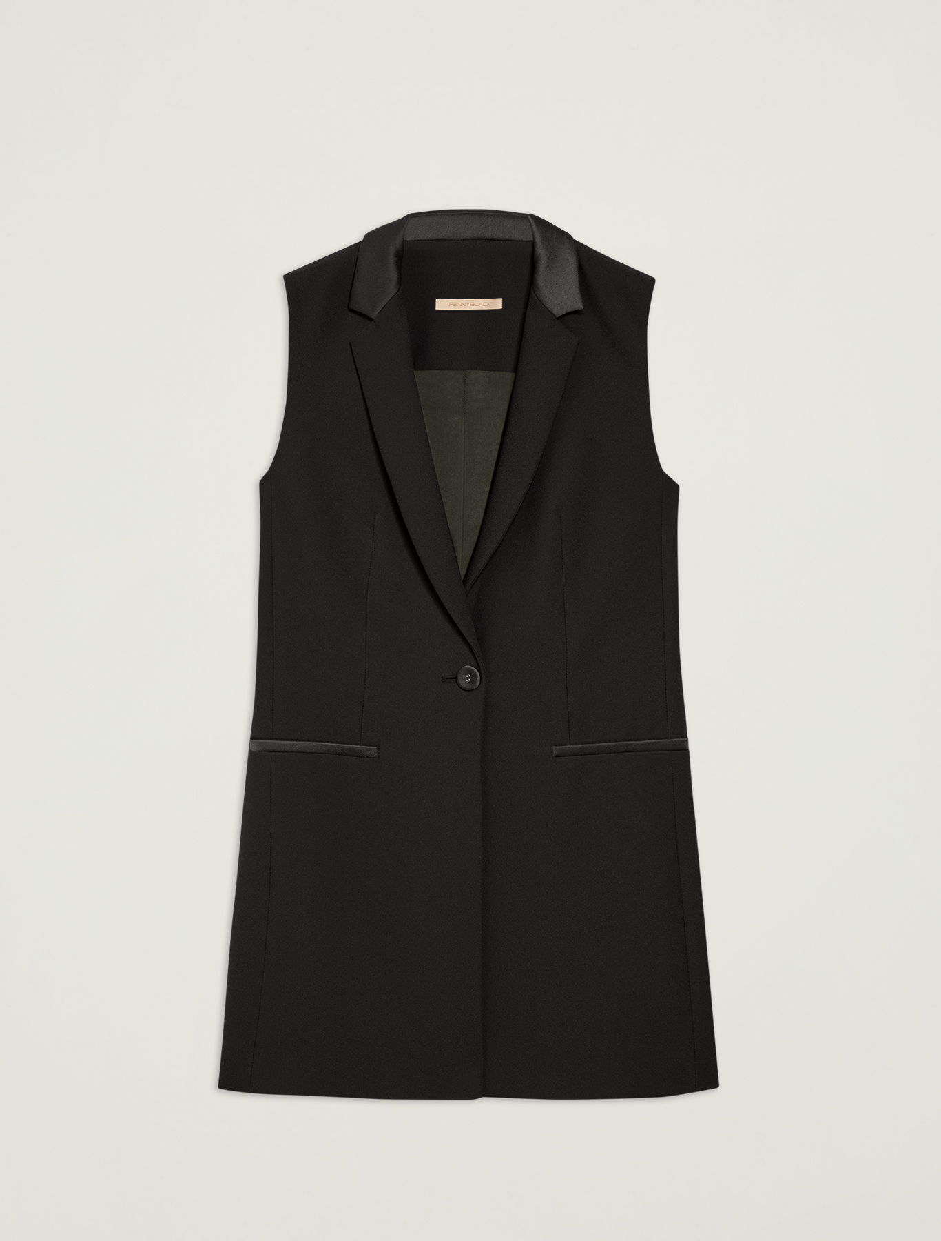 Waistcoat blazer with satin details, black - Pennyblack Waistcoat blazer with satin details - black - pennyblack