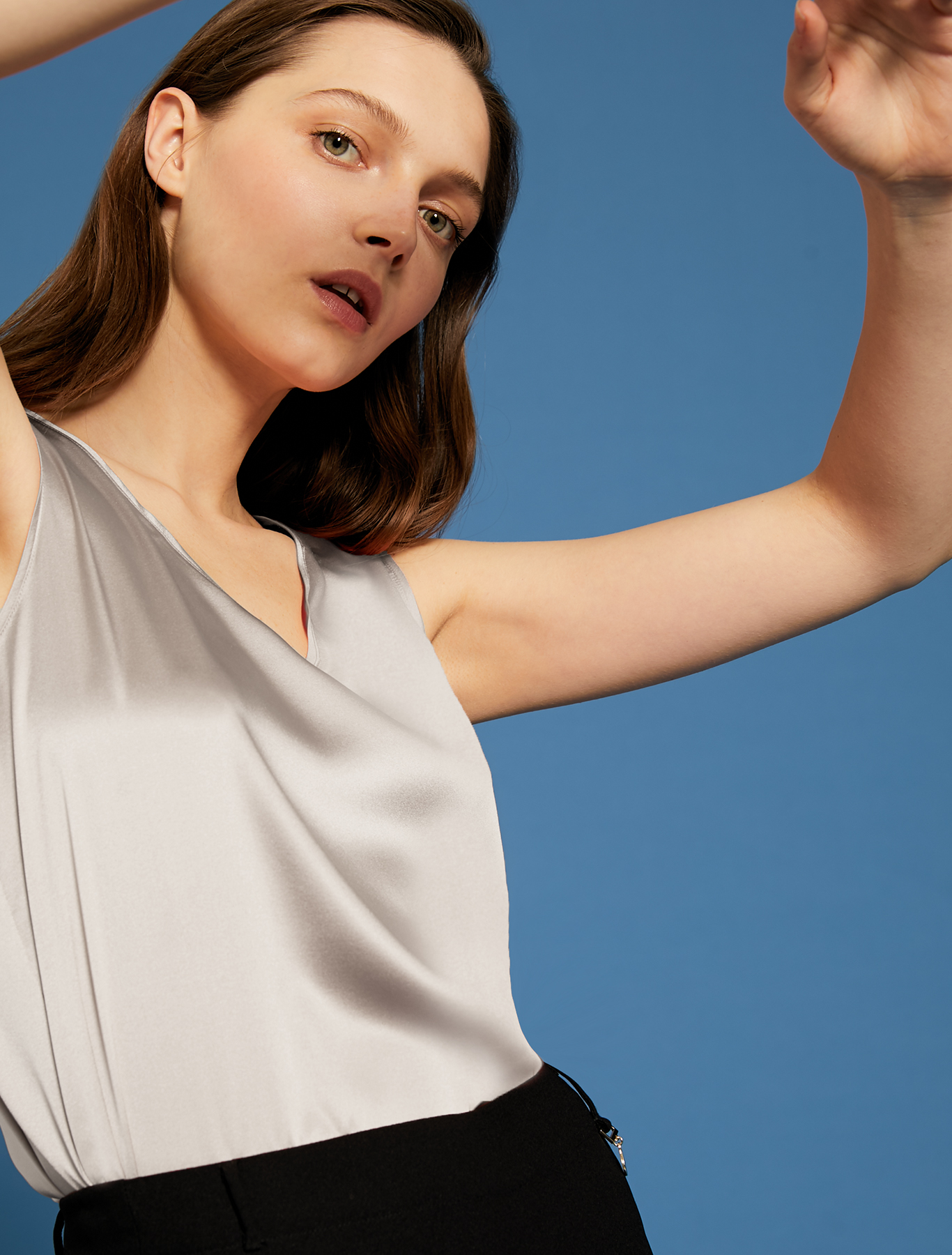Silk satin top, pearl grey - Pennyblack Silk satin top - pearl grey - pennyblack