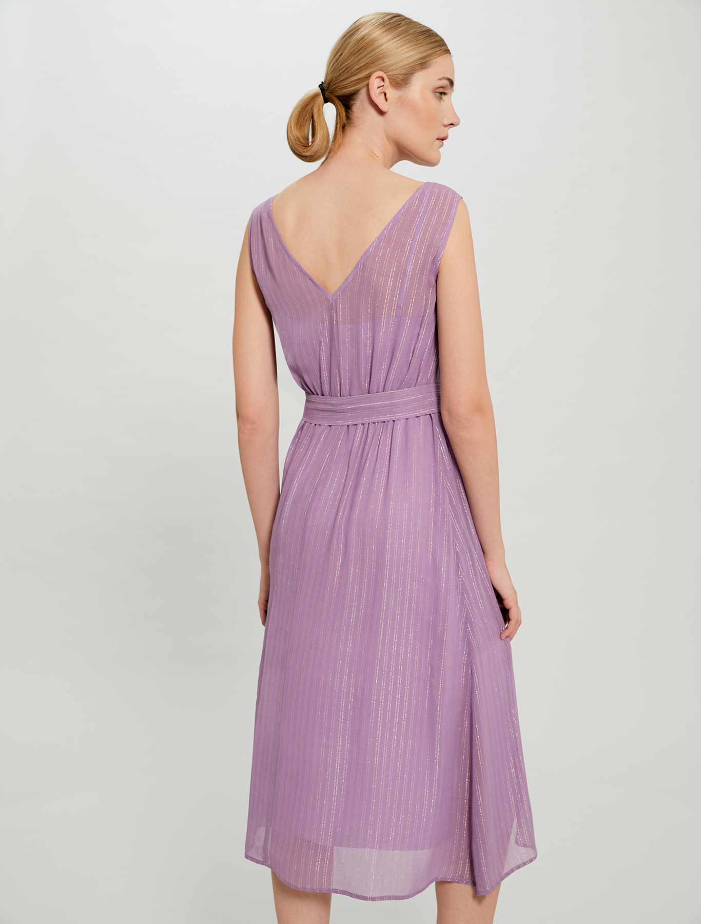 Lamé chalk-stripe dress with belt, lilac pattern - Pennyblack Lamé chalk-stripe dress with belt - lilac pattern - pennyblack