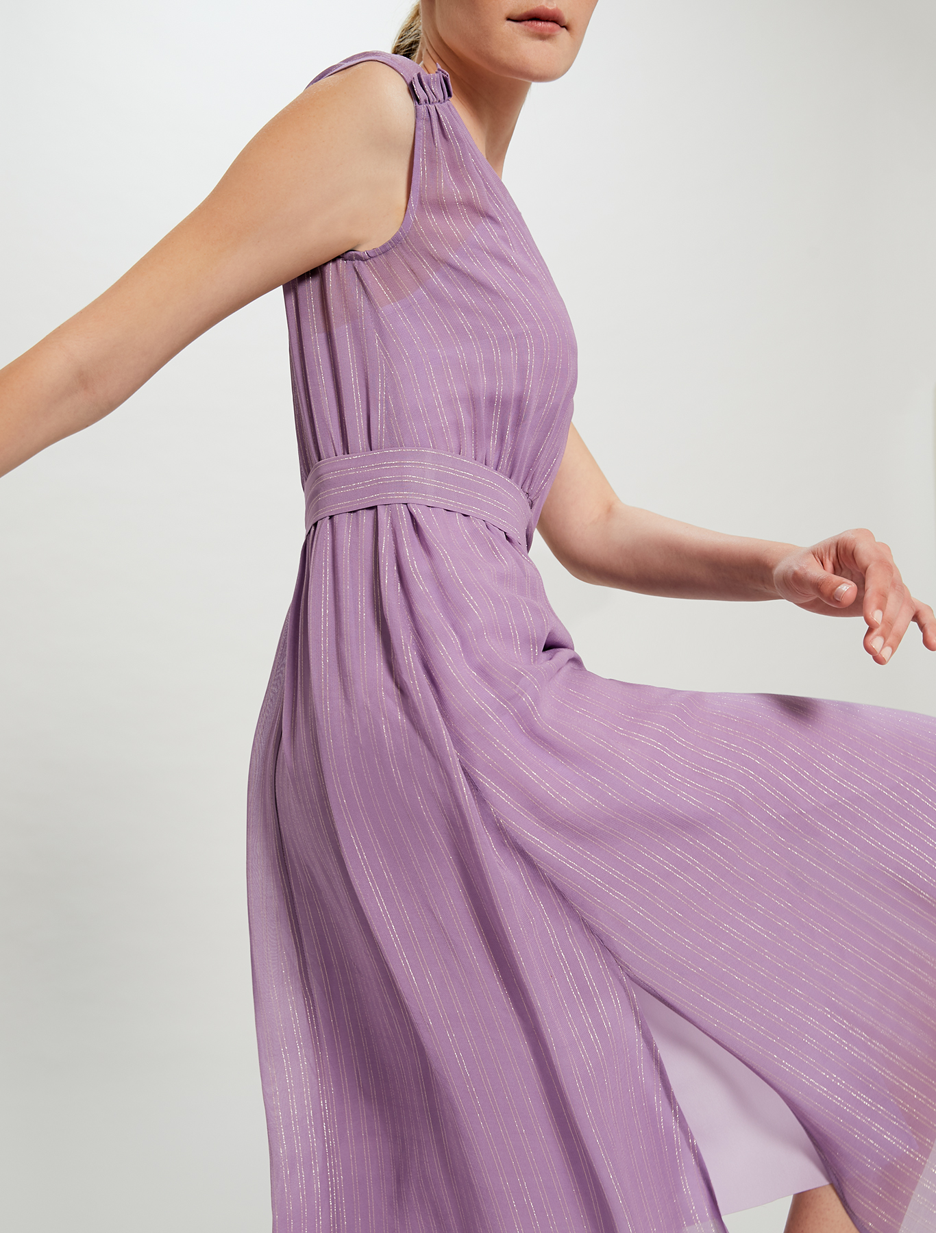 Lamé chalk-stripe dress with belt, lilac pattern - Pennyblack Lamé chalk-stripe dress with belt - lilac pattern - pennyblack