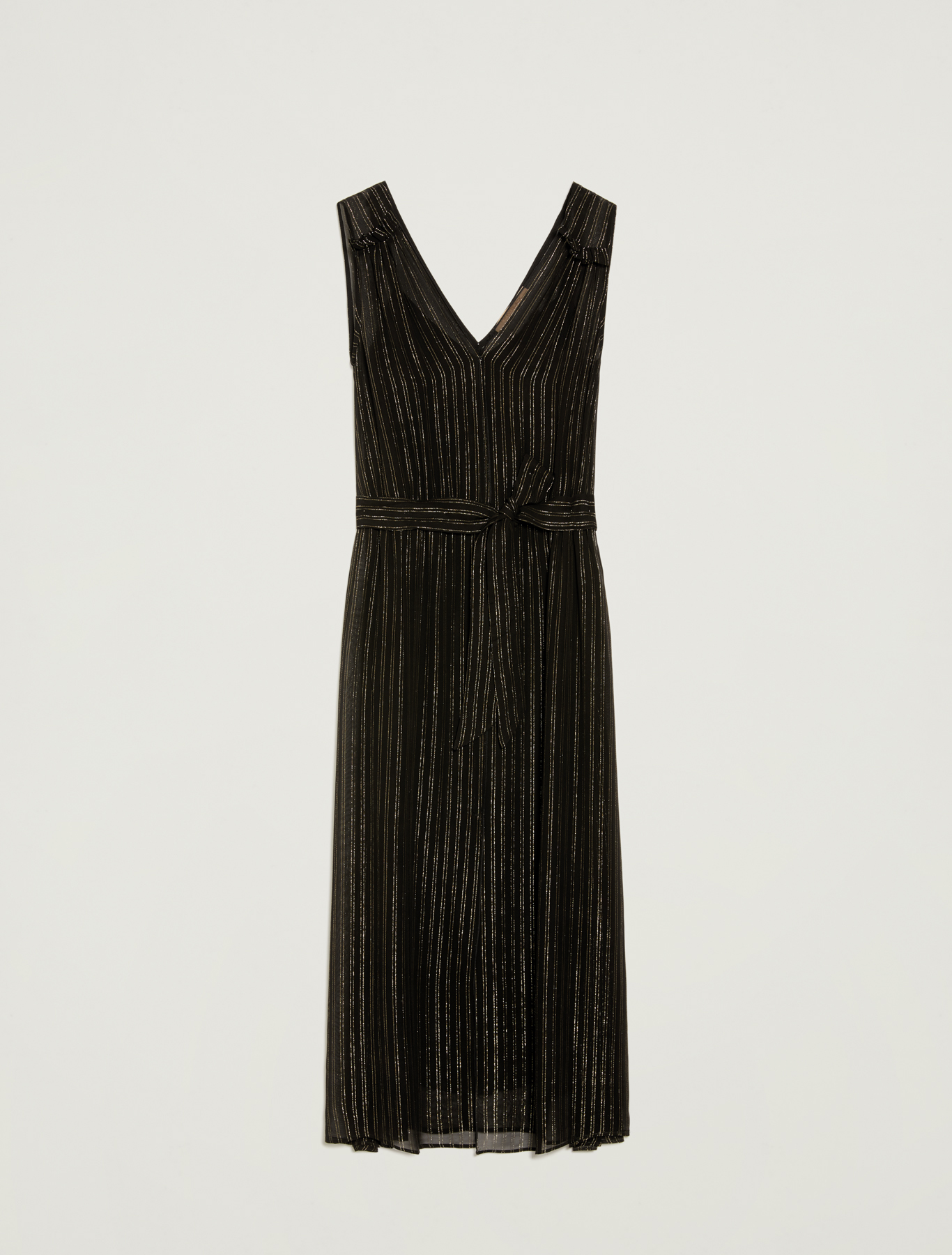 Lamé chalk-stripe dress with belt, black pattern - Pennyblack Lamé chalk-stripe dress with belt - black pattern - pennyblack