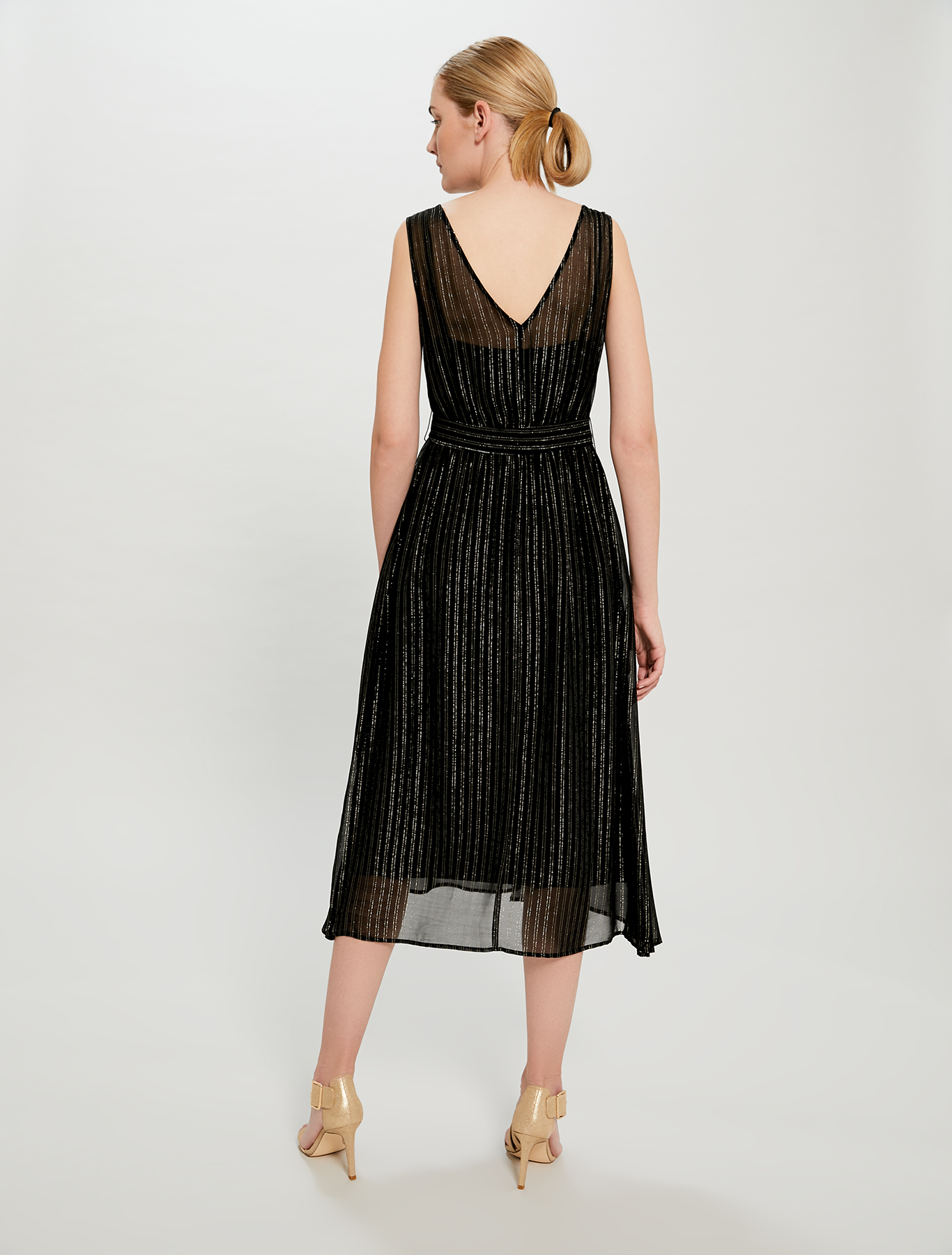 Lamé chalk-stripe dress with belt, black pattern - Pennyblack Lamé chalk-stripe dress with belt - black pattern - pennyblack