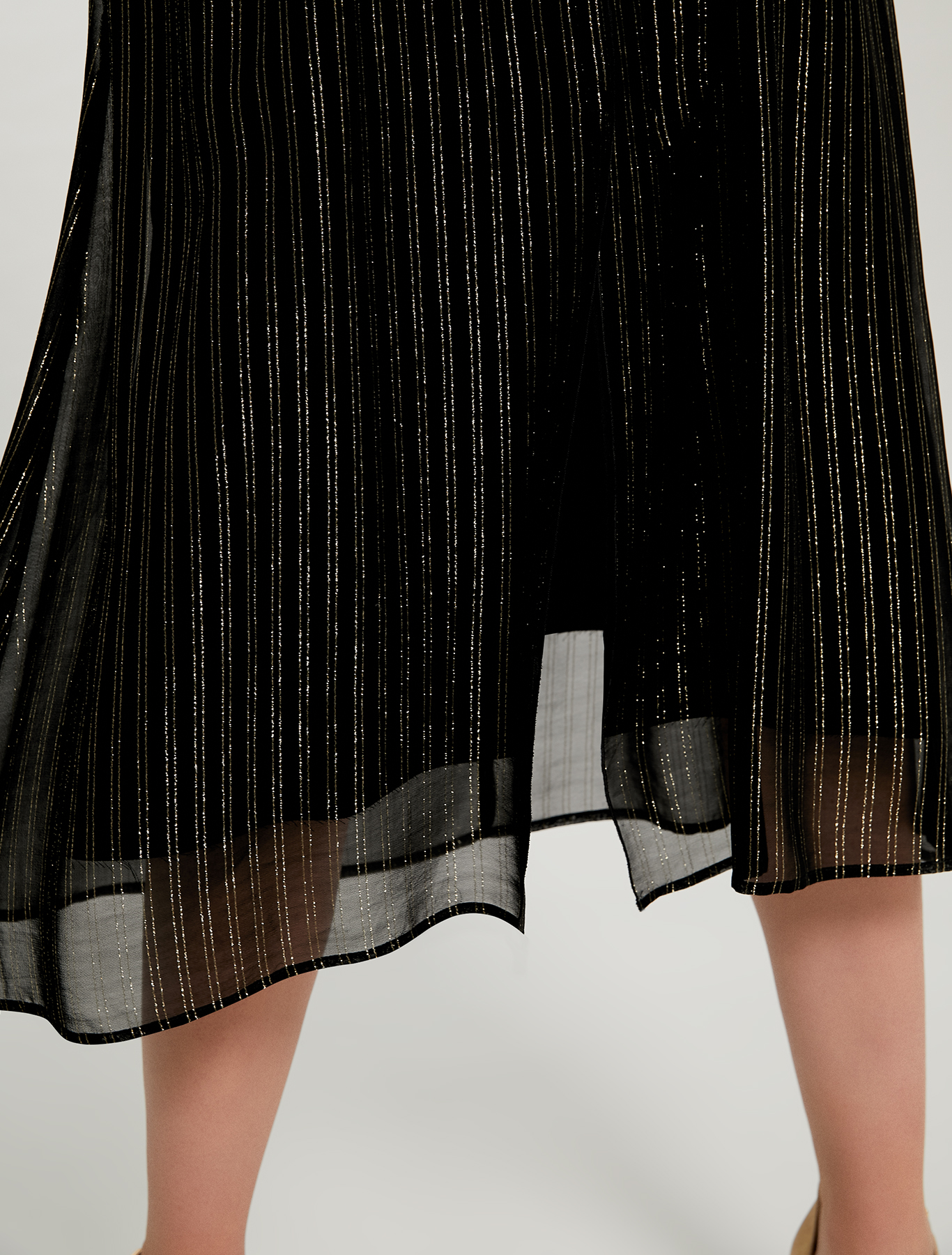 Lamé chalk-stripe dress with belt, black pattern - Pennyblack Lamé chalk-stripe dress with belt - black pattern - pennyblack