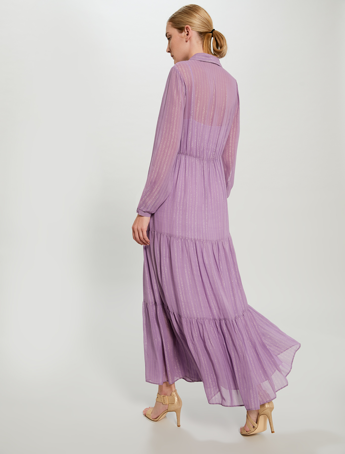 Oversized lamé chalk-stripe shirt dress, lilac pattern - Pennyblack Oversized lamé chalk-stripe shirt dress - lilac pattern - pennyblack