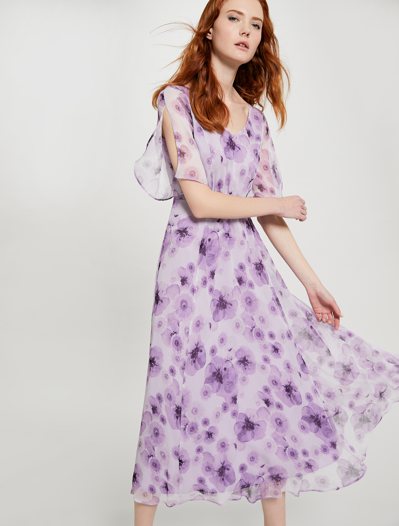 Floral dress with gathering, lilac pattern - Pennyblack Floral dress with gathering - lilac pattern - pennyblack