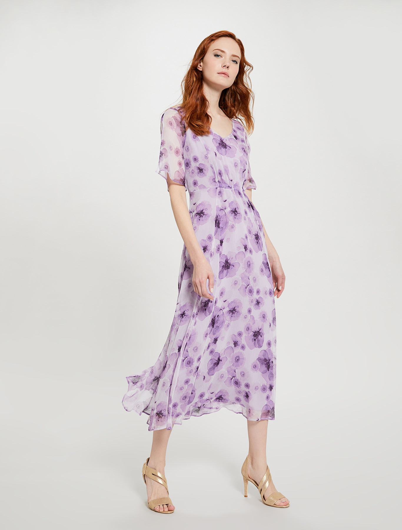 Floral dress with gathering, lilac pattern - Pennyblack Floral dress with gathering - lilac pattern - pennyblack