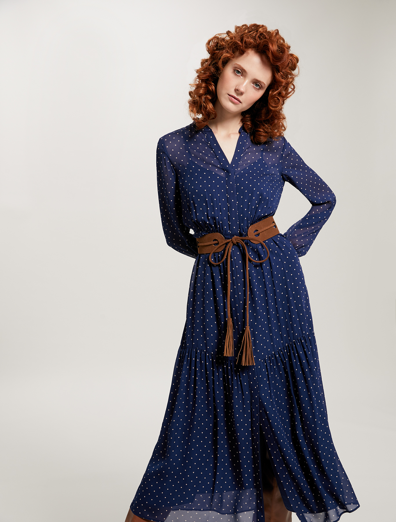 Printed georgette shirt dress, midnight blue pattern - Pennyblack Printed georgette shirt dress - midnight blue pattern - pennyblack