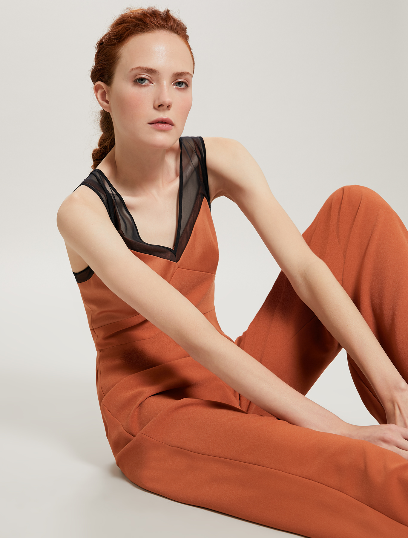 Jumpsuit with satin and tulle details, hazelnut - Pennyblack Jumpsuit with satin and tulle details - hazelnut - pennyblack