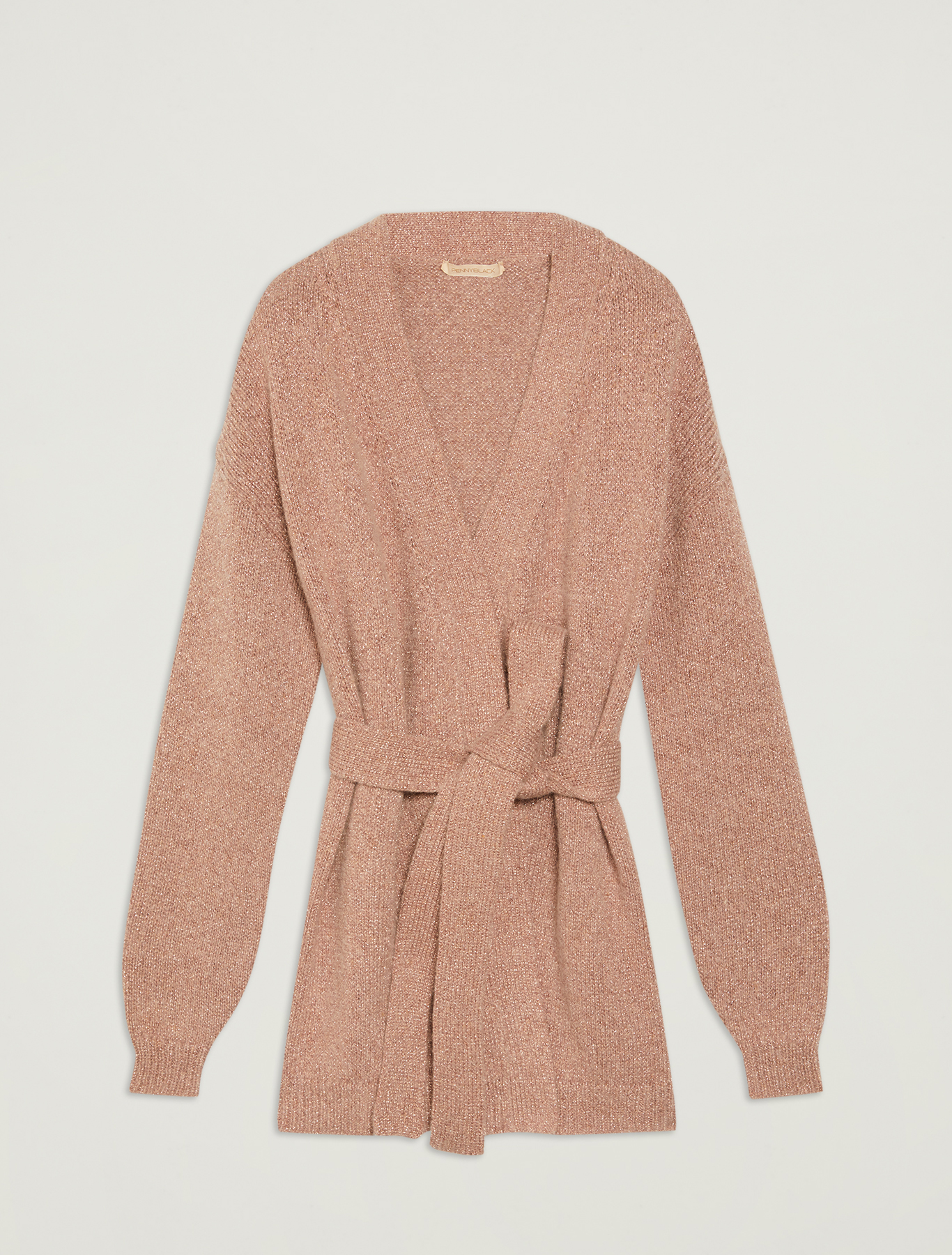 Cardigan lamé con cintura, rosa - Pennyblack Cardigan lamé con cintura - rosa - pennyblack