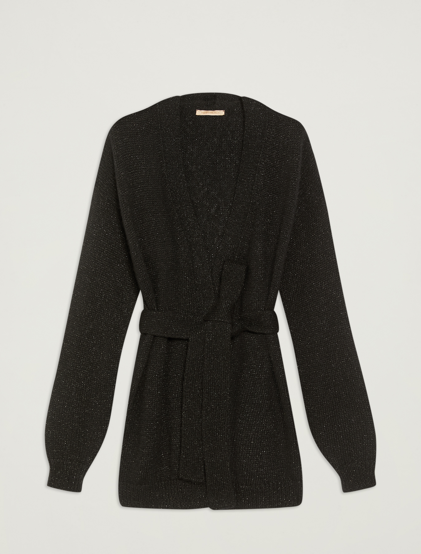 Lamé cardigan with belt, black - Pennyblack Lamé cardigan with belt - black - pennyblack