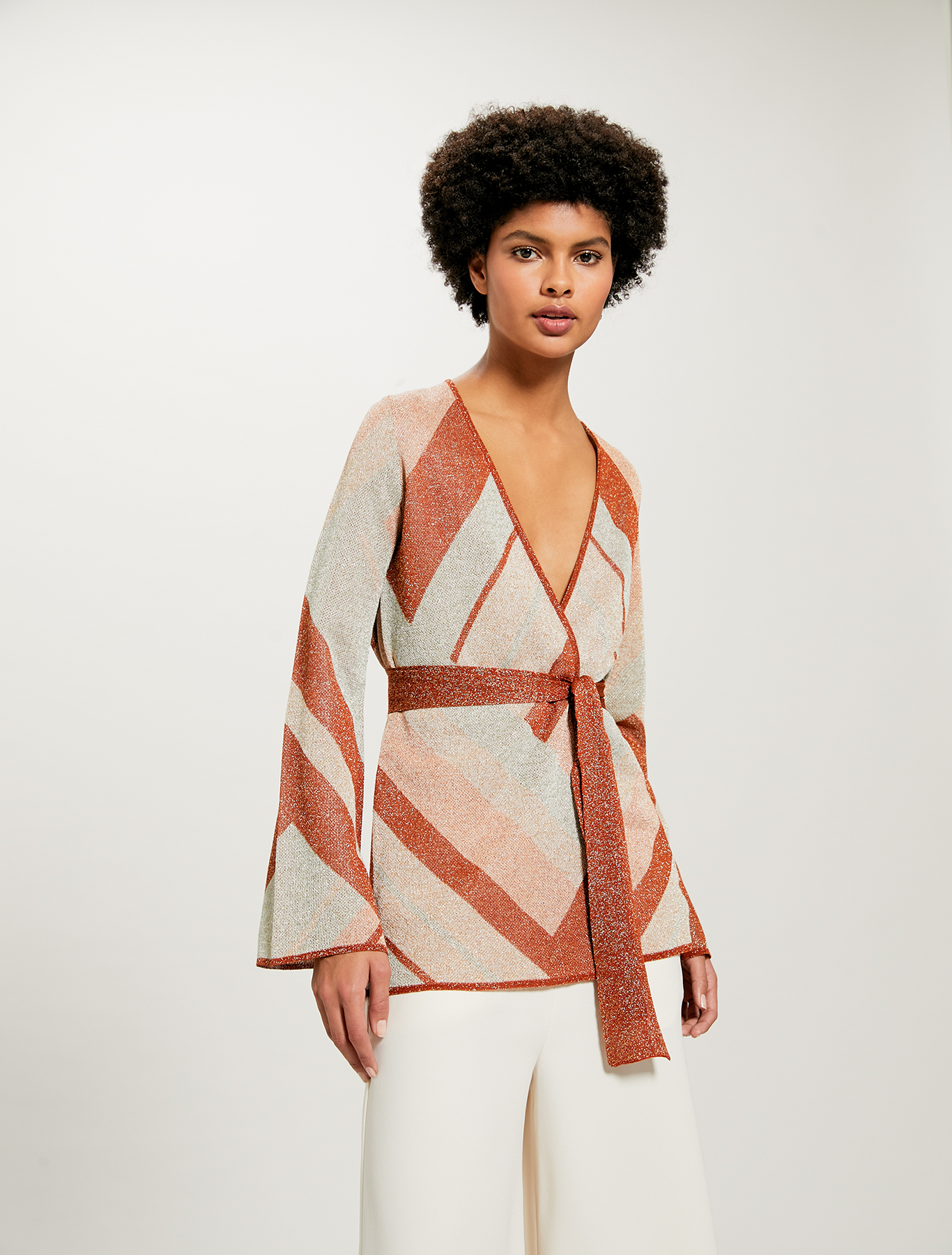 Lamé jacquard cardigan, rust - Pennyblack Lamé jacquard cardigan - rust - pennyblack