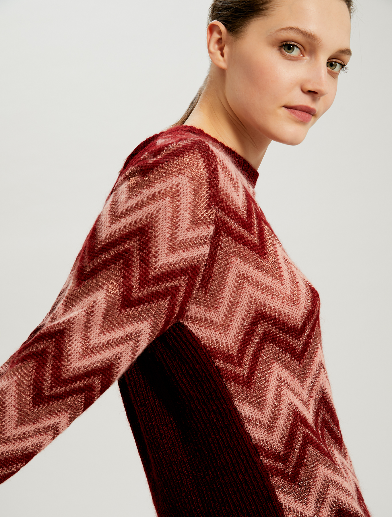 Lamé jacquard jumper, burgundy - Pennyblack Lamé jacquard jumper - burgundy - pennyblack