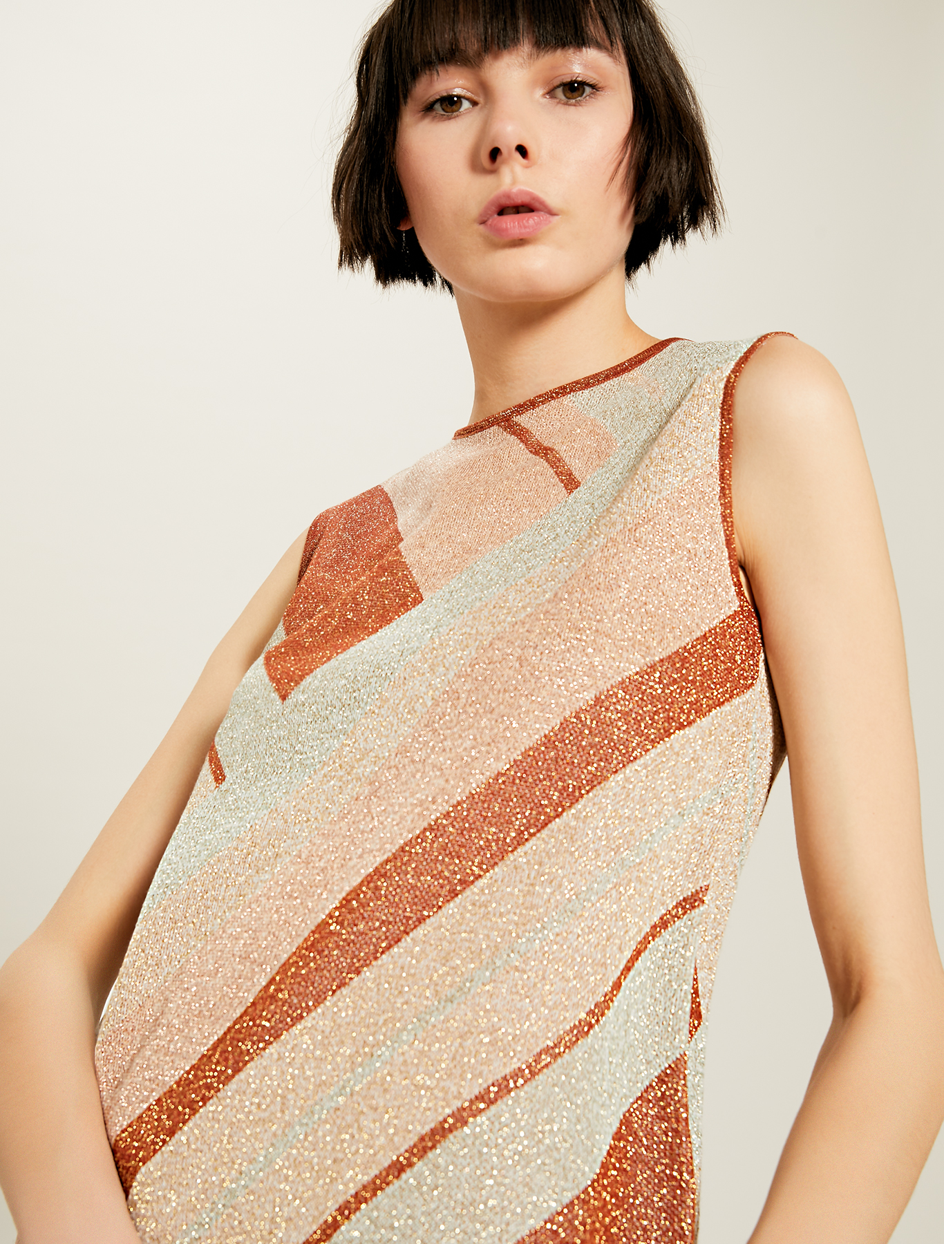 Lamé jacquard knit top, rust - Pennyblack Lamé jacquard knit top - rust - pennyblack