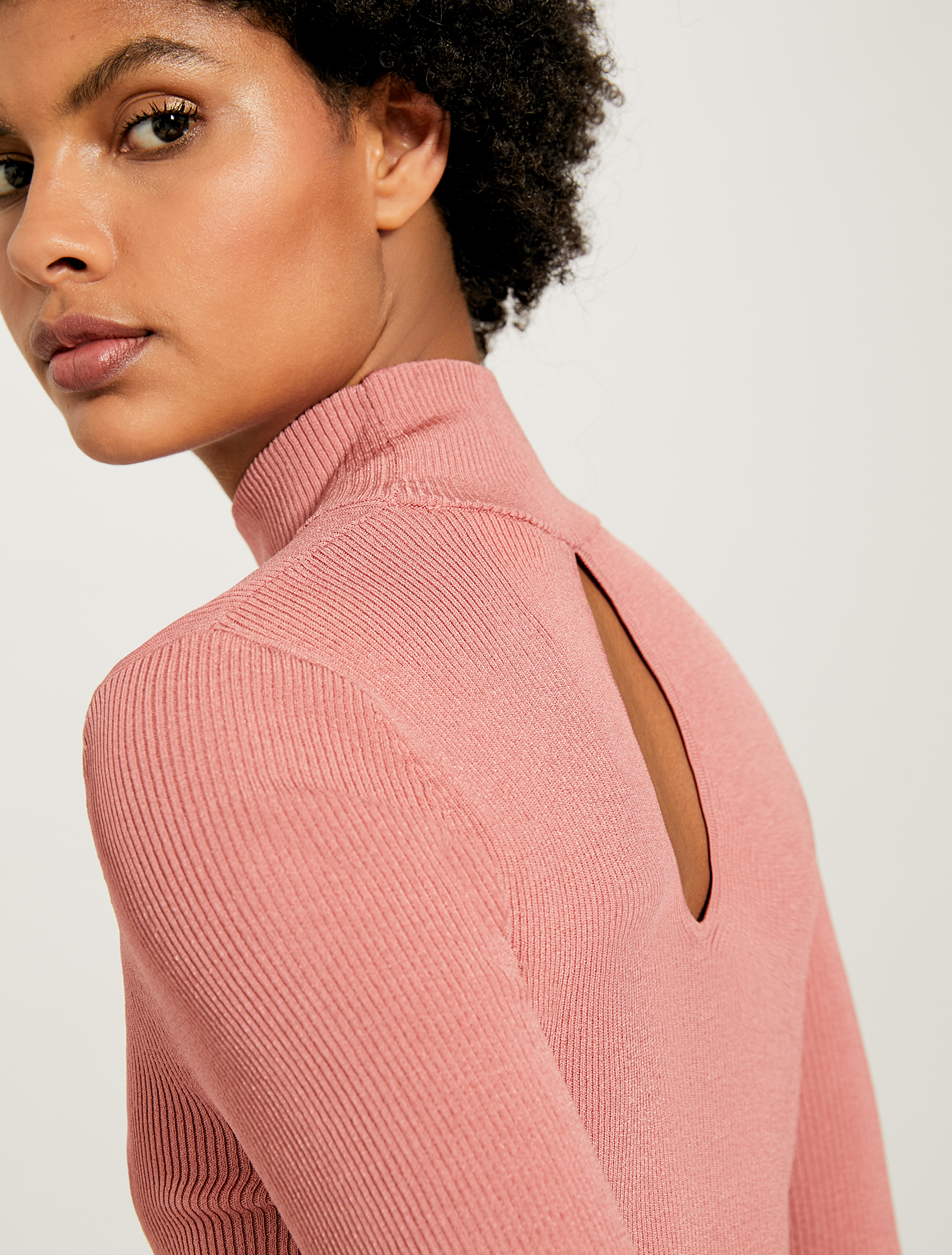 Ribbed knit turtleneck, salmon pink - Pennyblack Ribbed knit turtleneck - salmon pink - pennyblack