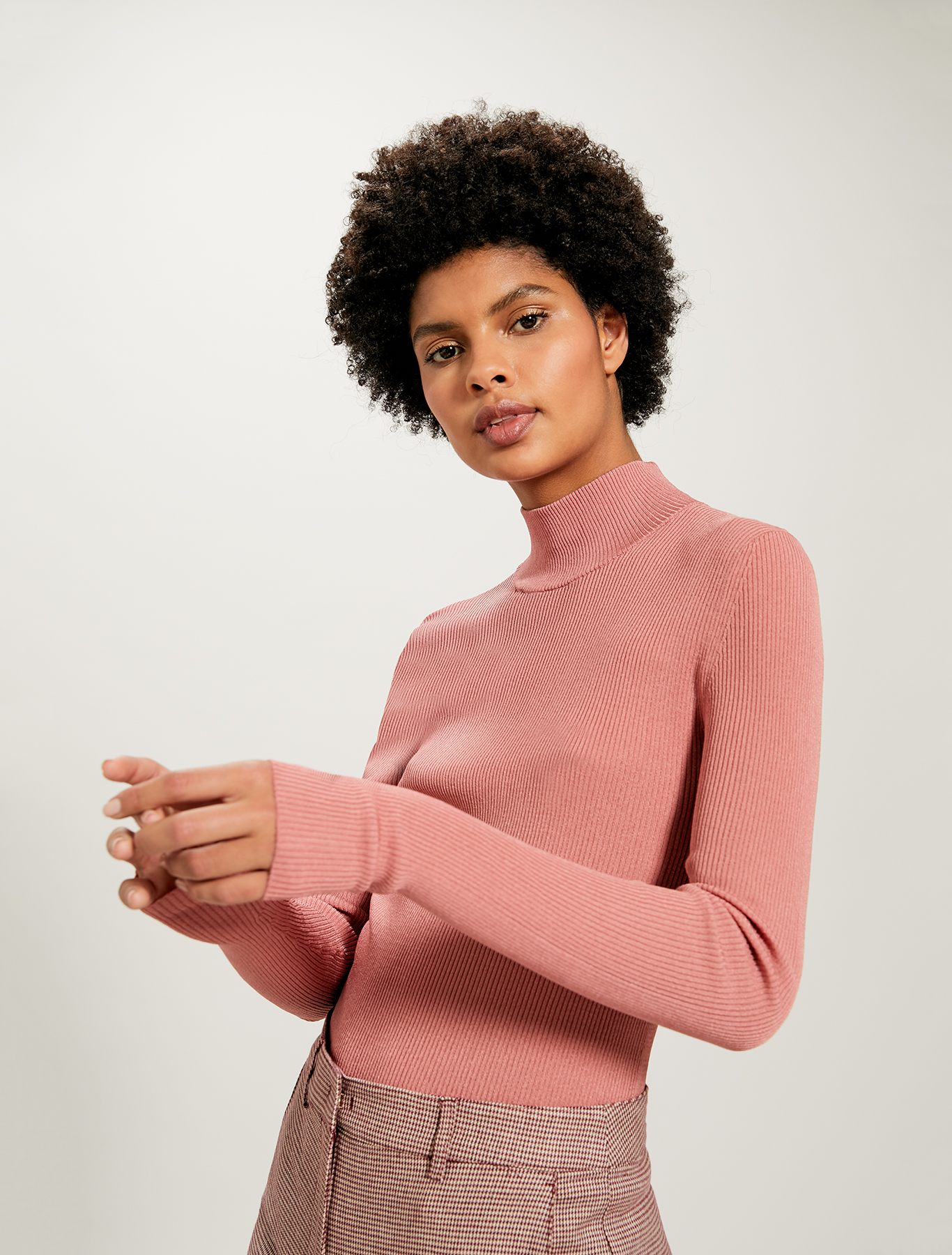 Ribbed knit turtleneck, salmon pink - Pennyblack Ribbed knit turtleneck - salmon pink - pennyblack